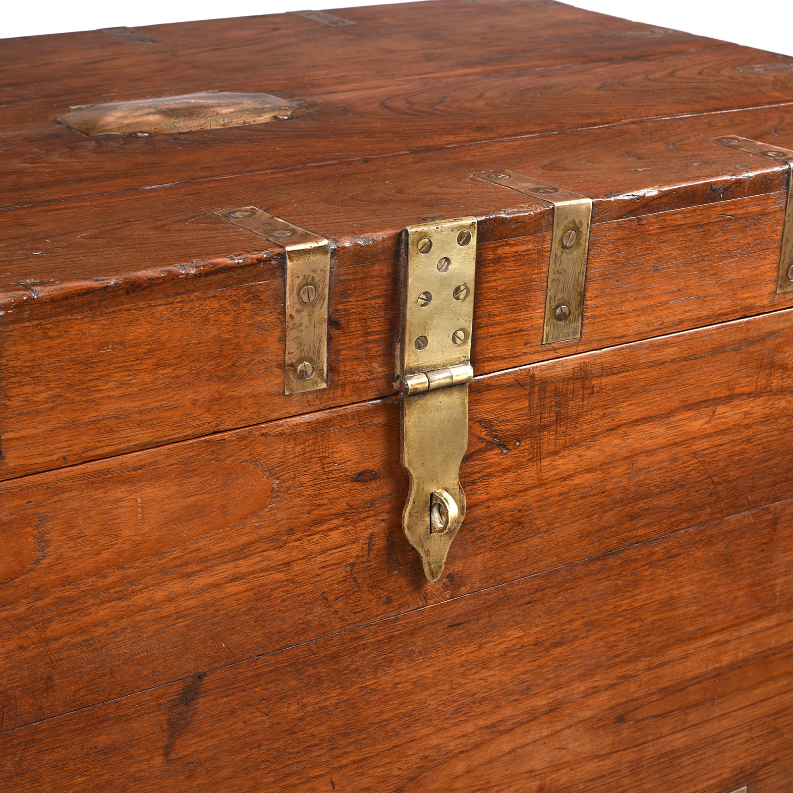Brass Bound Teak Indian Military Chest From Gujarat -19th Century - Image 6