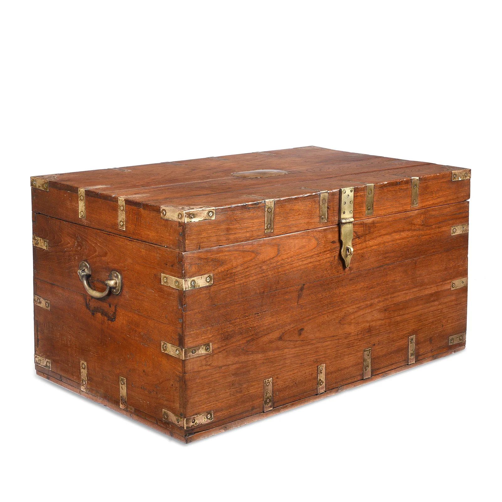 Brass Bound Teak Indian Military Chest From Gujarat -19th Century - Image 7