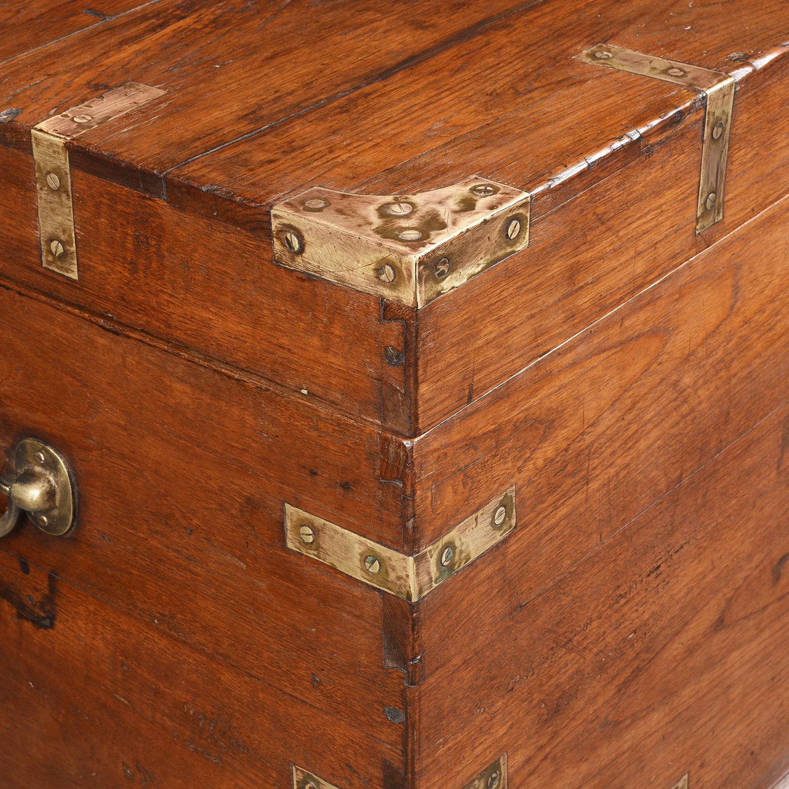 Brass Bound Teak Indian Military Chest From Gujarat -19th Century - Image 8