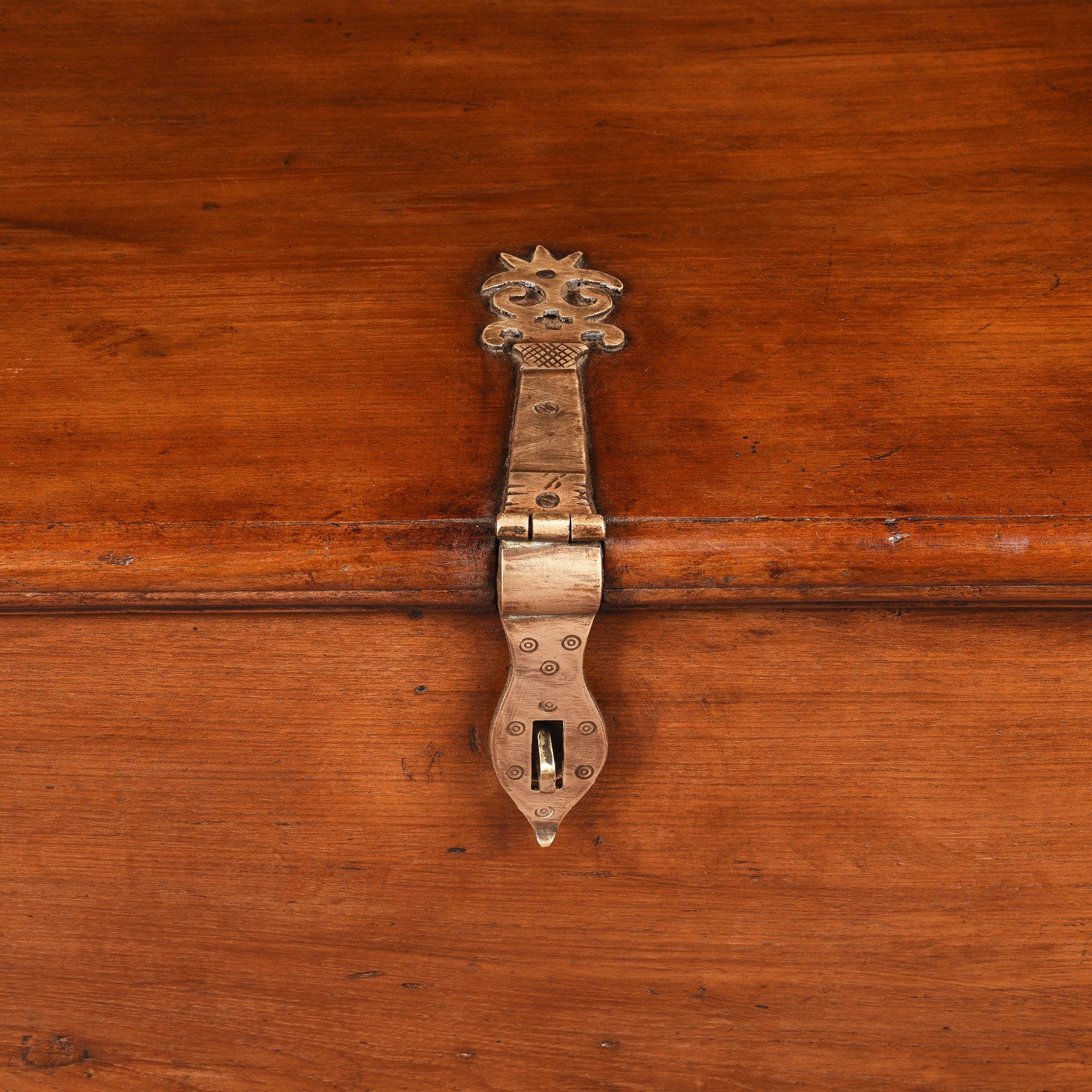 Brass Bound Teak Indian Anglo-Indian Chest, Rajasthan -19Thc - Image 5