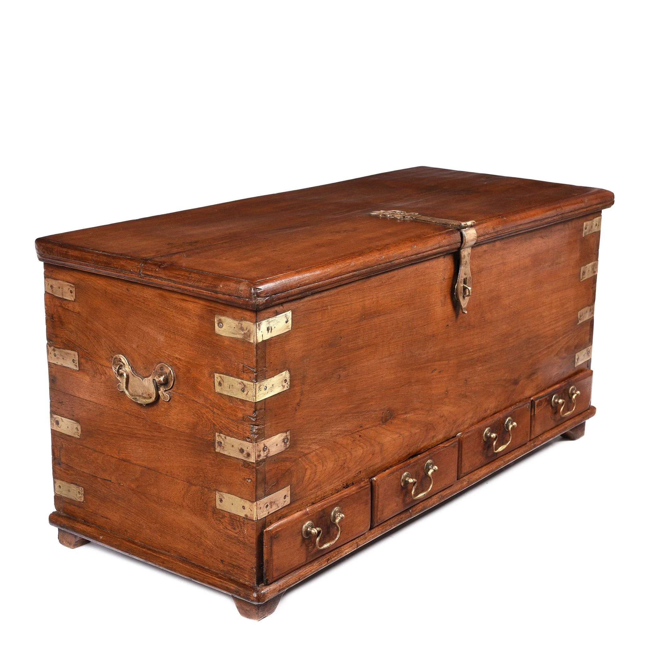 Brass Bound Teak Indian Anglo-Indian Chest, Rajasthan -19Thc - Image 6