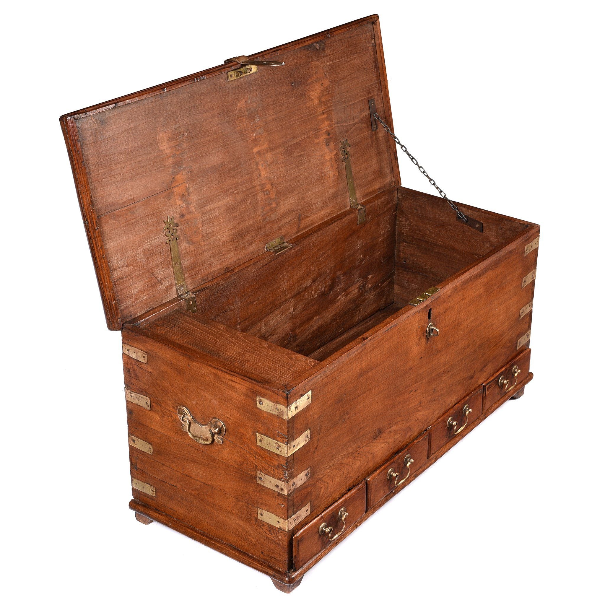 Brass Bound Teak Indian Anglo-Indian Chest, Rajasthan -19Thc - Image 9