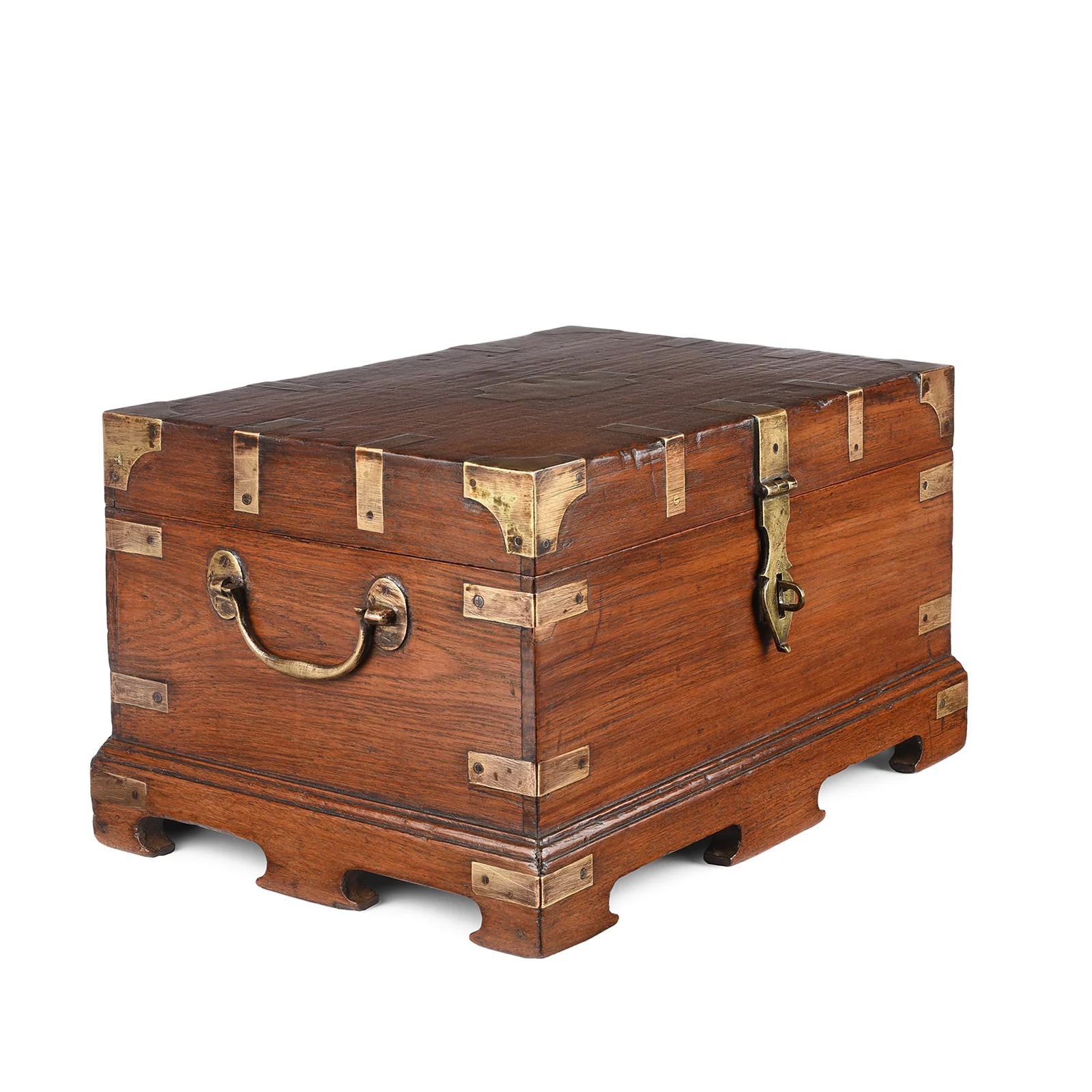 Brass Bound Teak Campaign Box From Rajasthan - 19th Century - Image 3