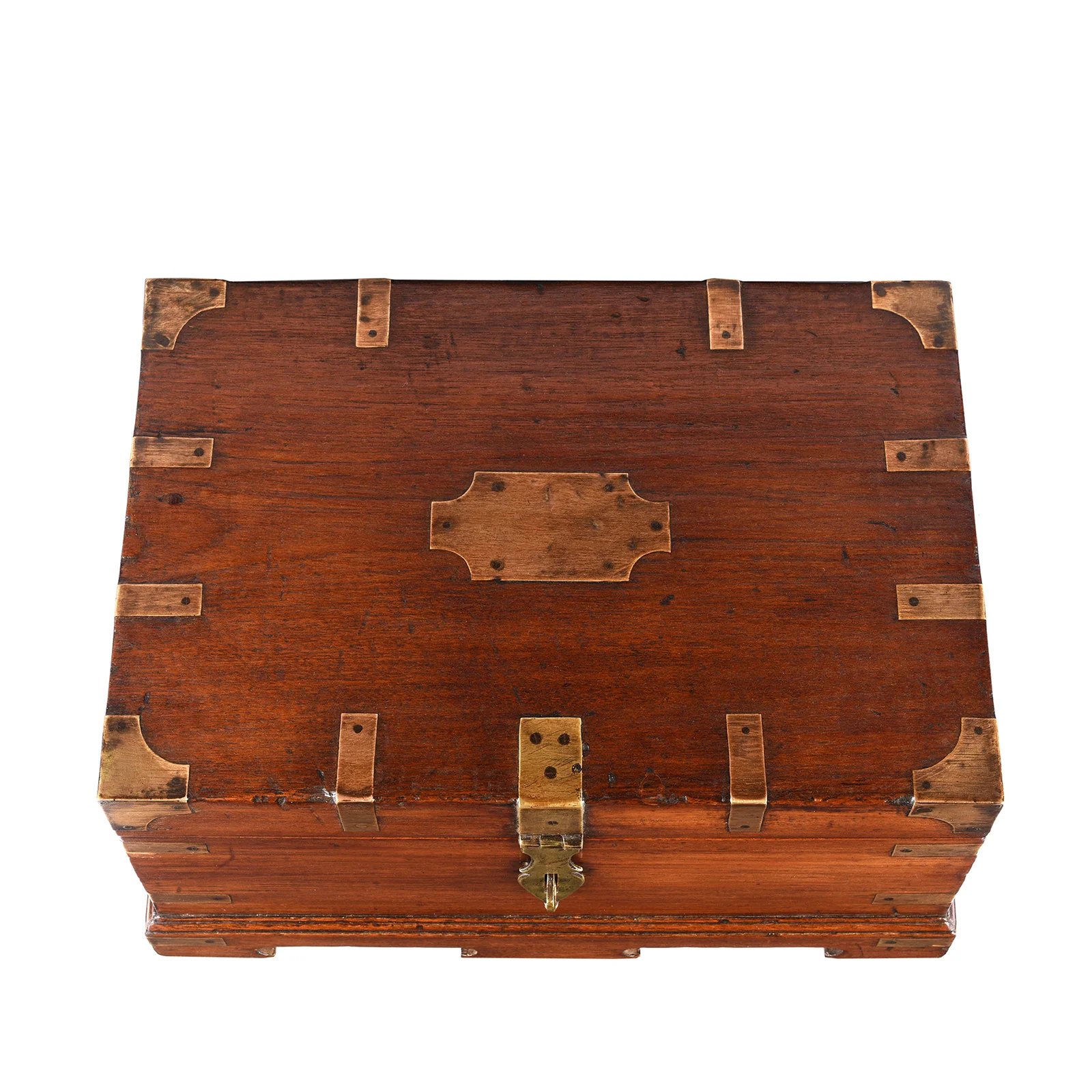 Brass Bound Teak Campaign Box From Rajasthan - 19th Century - Image 4