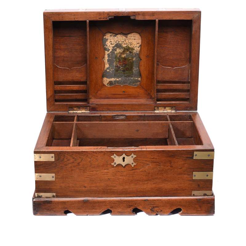 Brass Bound Teak Jewellery Box From Rajasthan - 19thC - Image 2