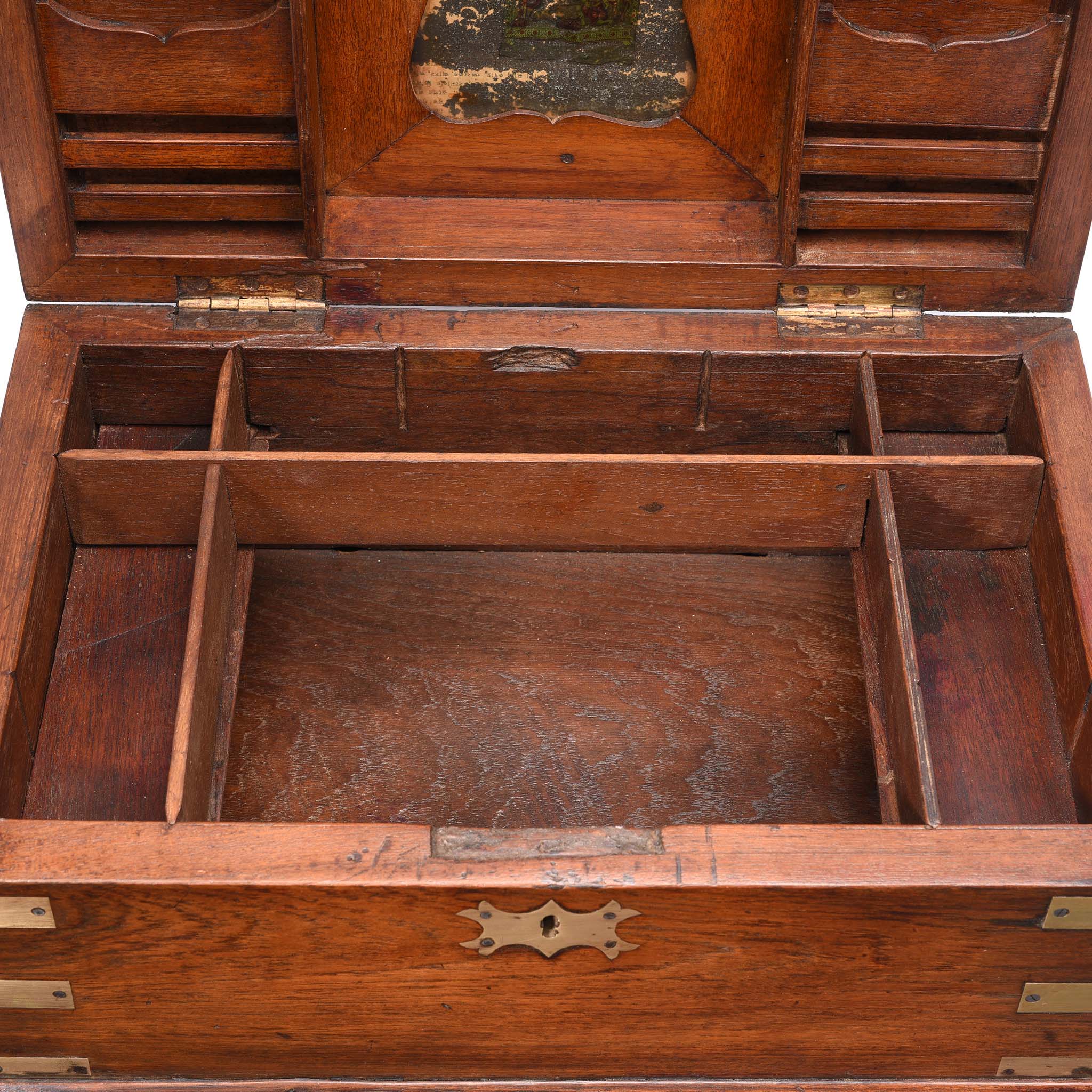 Brass Bound Teak Jewellery Box From Rajasthan - 19thC - Image 4
