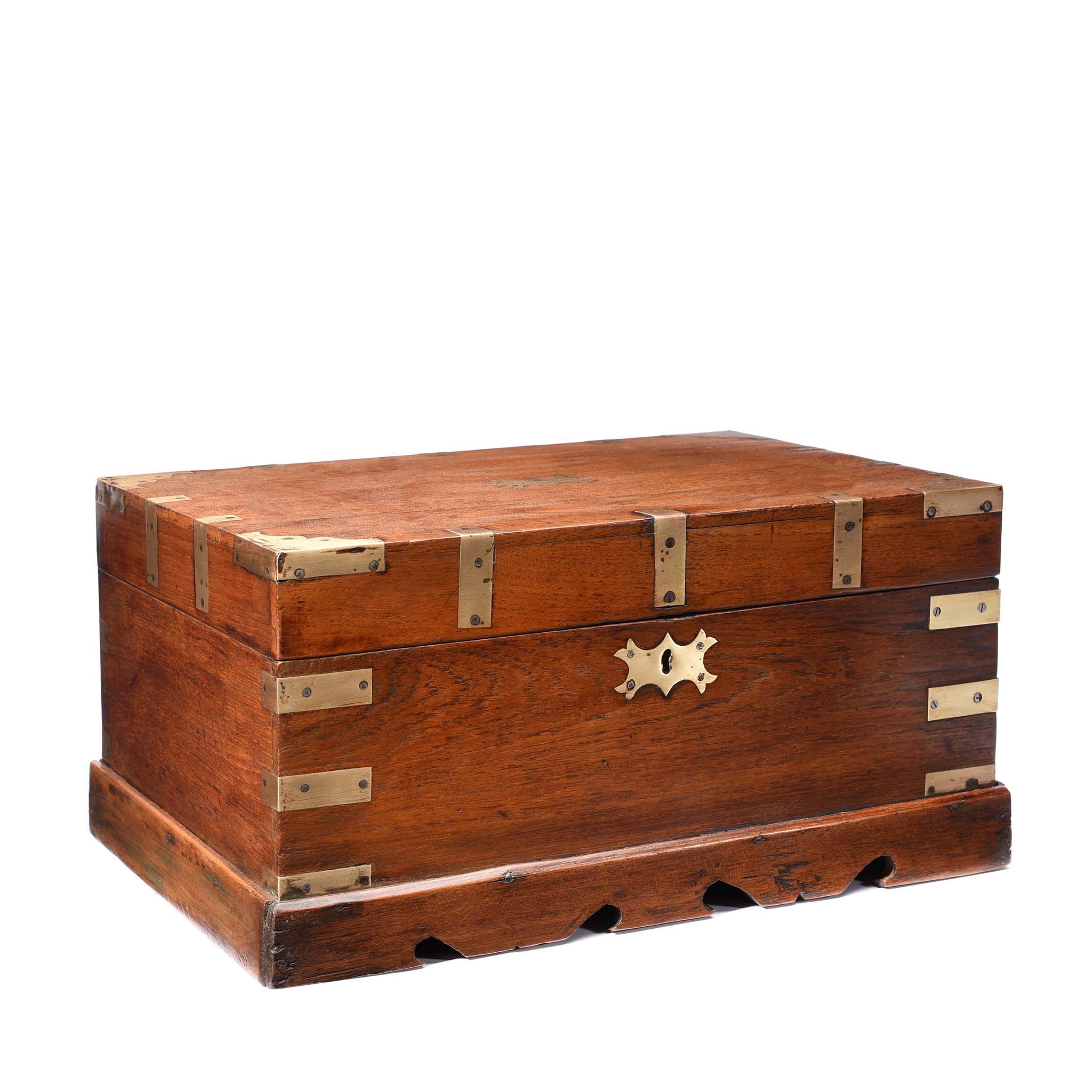 Brass Bound Teak Jewellery Box From Rajasthan - 19thC - Image 9