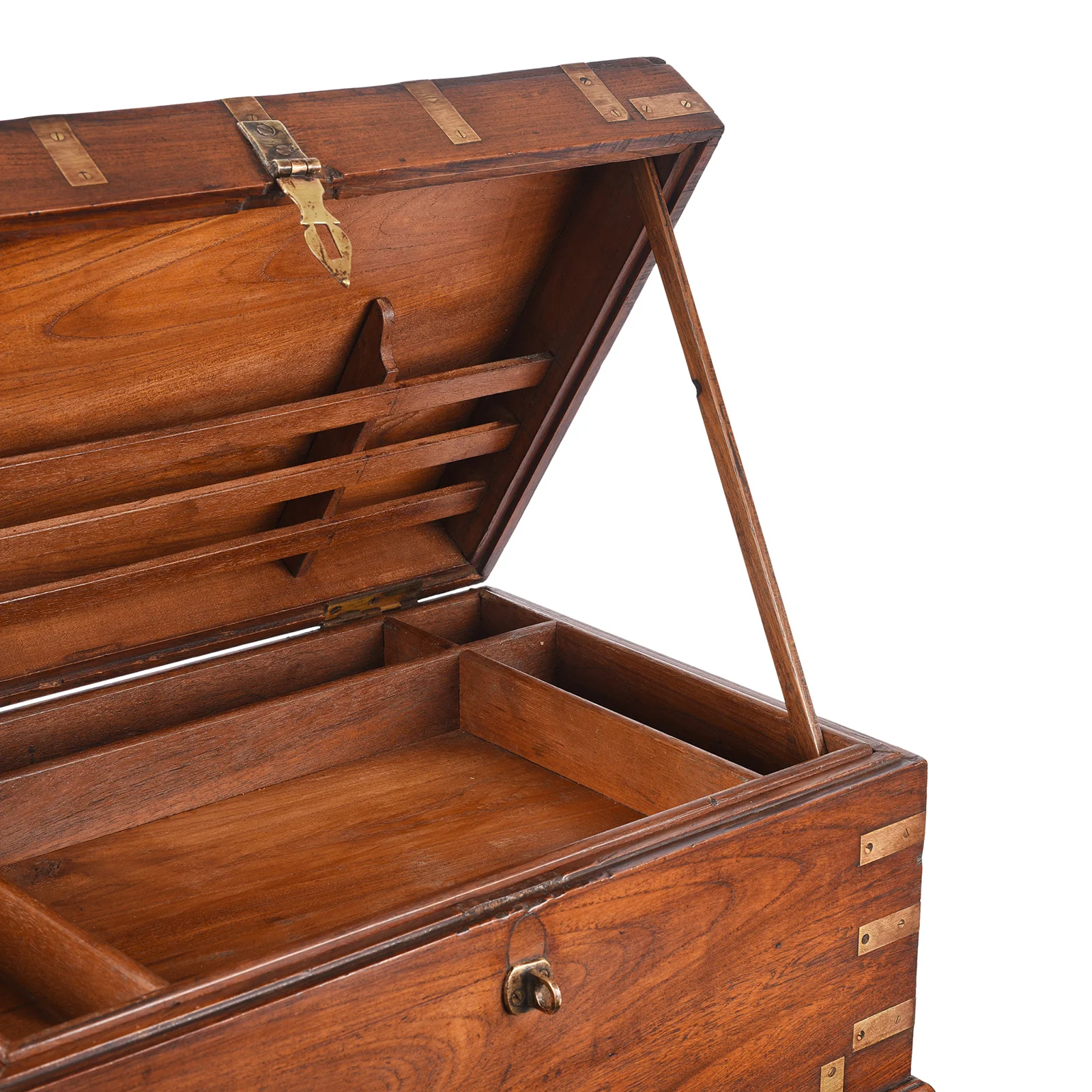 Brass Bound Teak Campaign Box From Rajasthan - 19th Century - Image 2