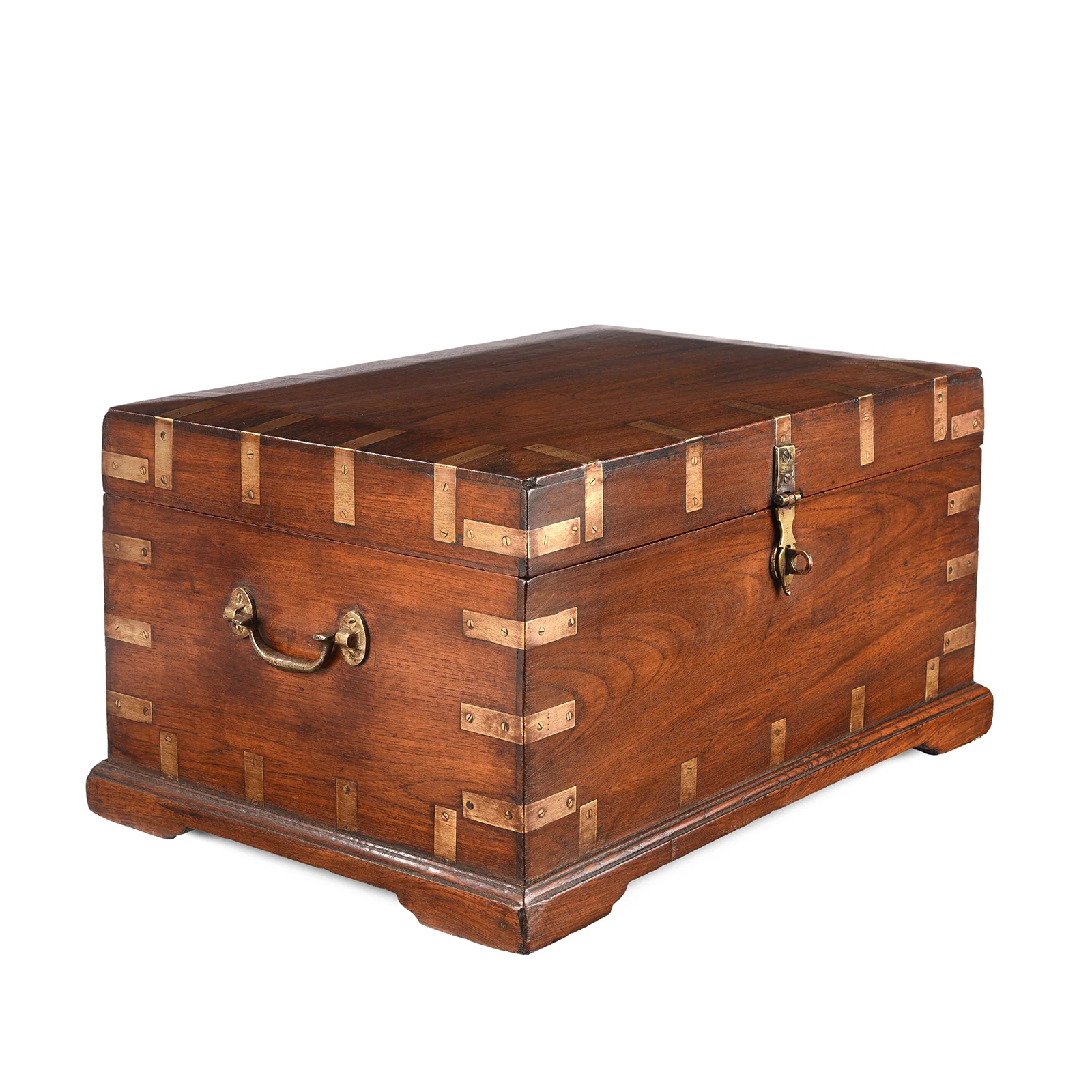 Brass Bound Teak Campaign Box From Rajasthan - 19th Century - Image 3