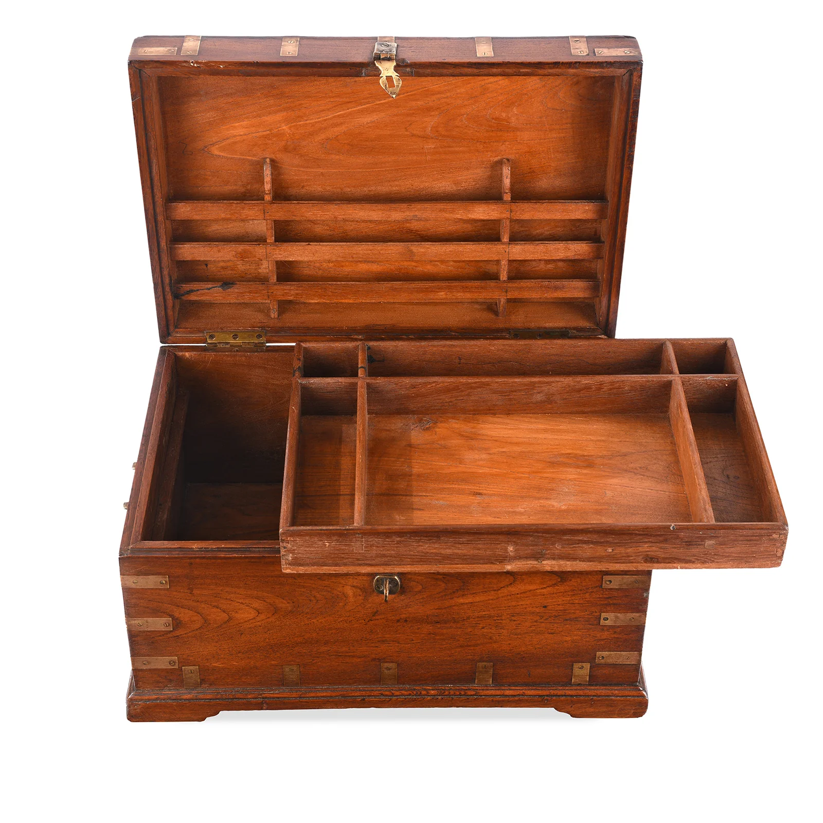 Brass Bound Teak Campaign Box From Rajasthan - 19th Century - Image 4