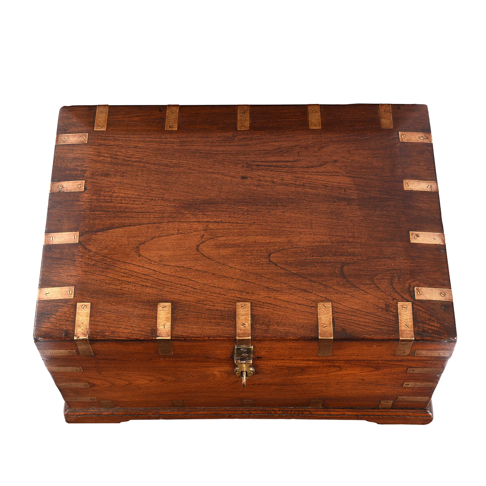 Brass Bound Teak Campaign Box From Rajasthan - 19th Century - Image 5