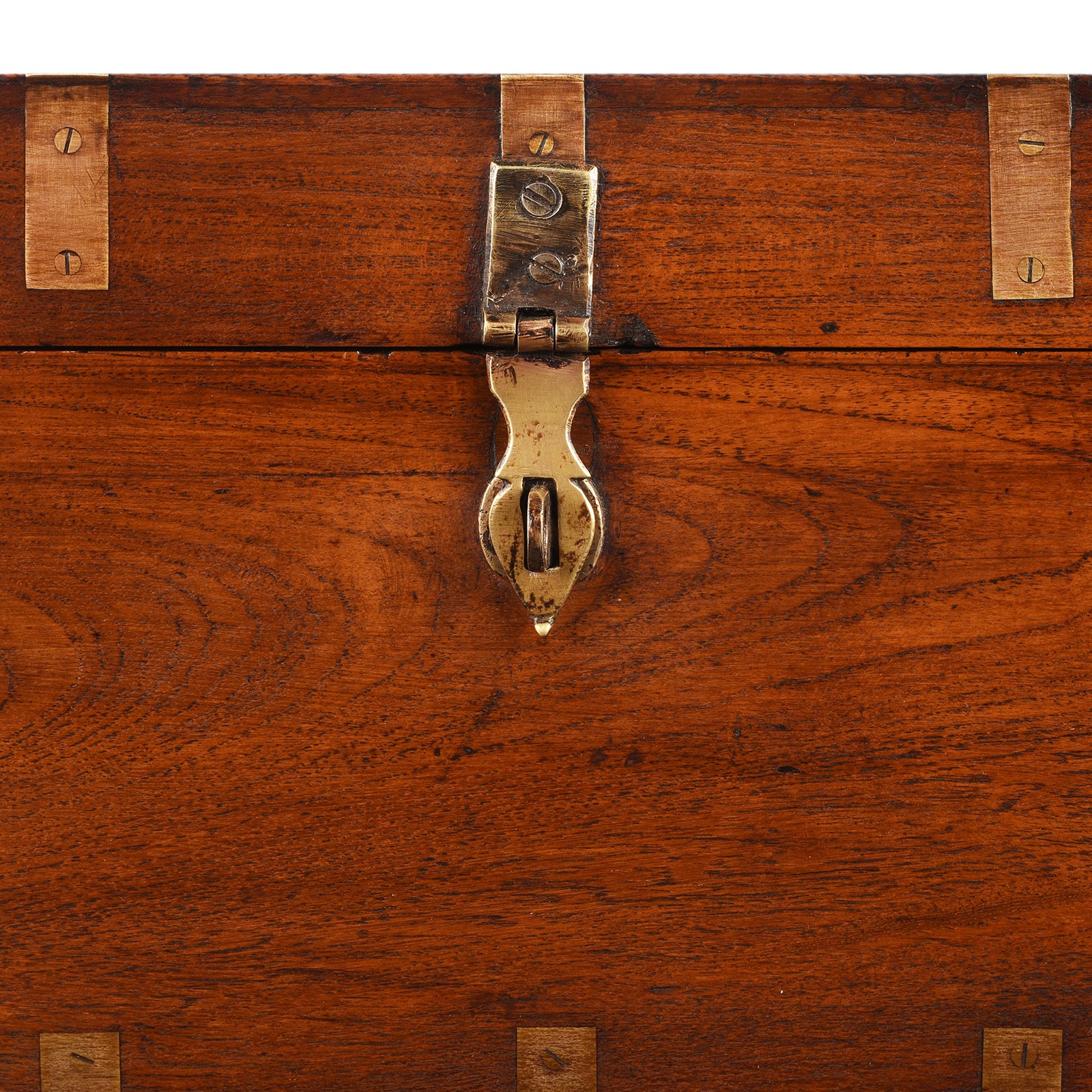 Brass Bound Teak Campaign Box From Rajasthan - 19th Century - Image 7