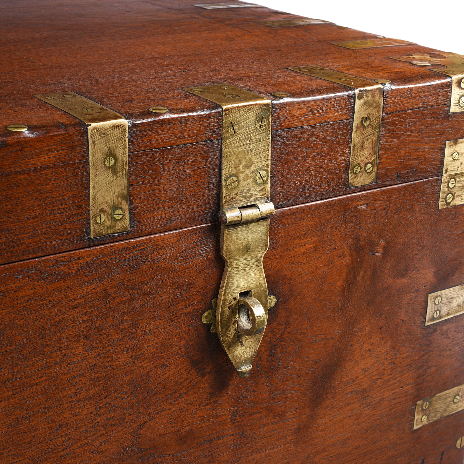 Brass Bound Teak Military Chest From Hyderabad -19th Century - Image 11
