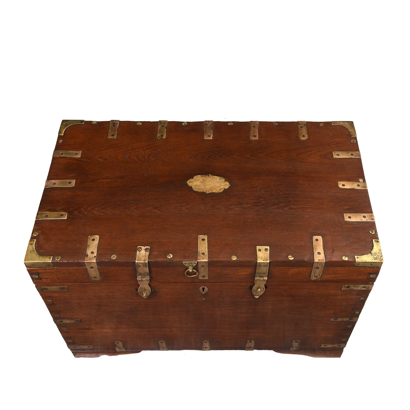 Brass Bound Teak Military Chest From Burma - 19th Century - Image 4