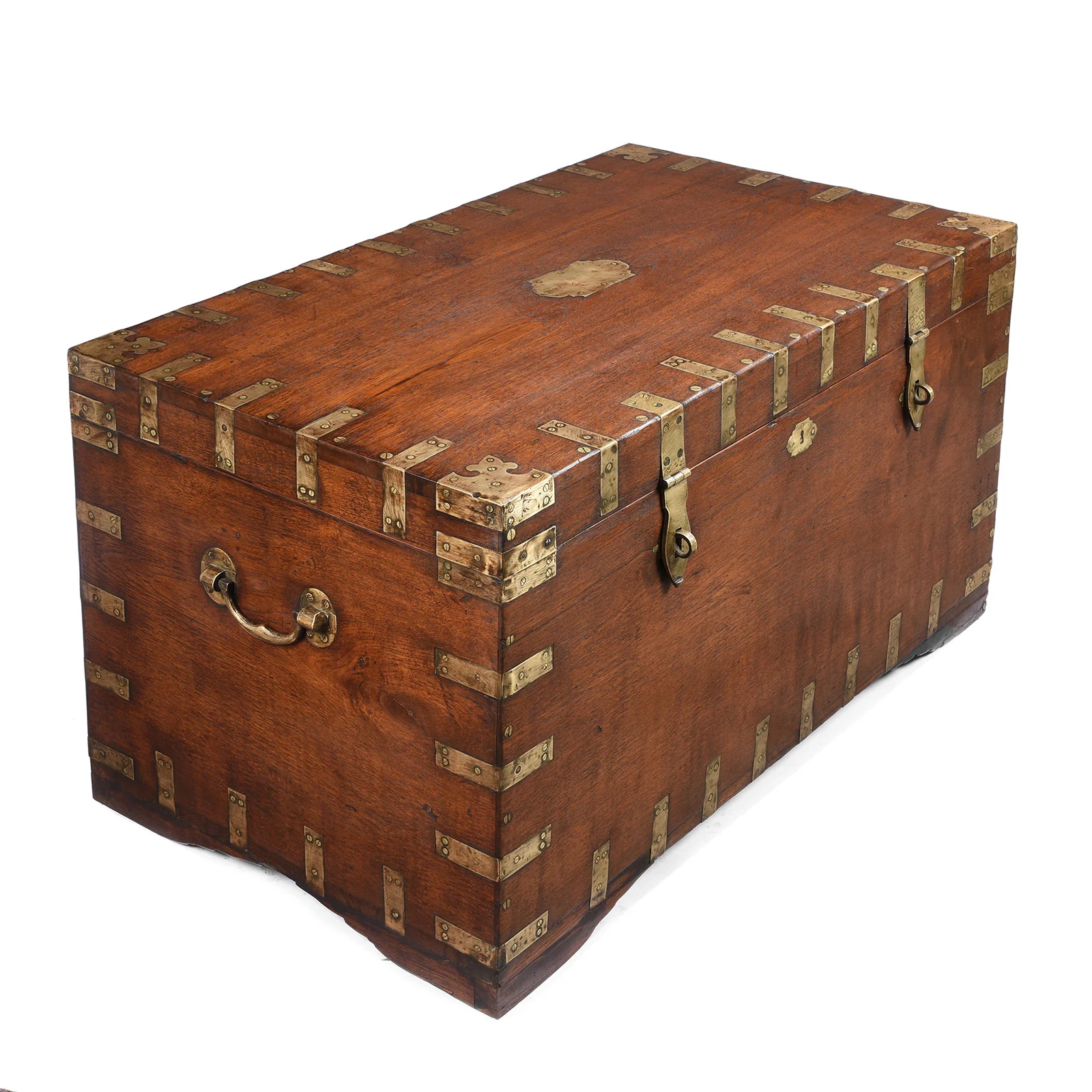 Brass Bound Teak Military Chest From Hyderabad -19th Century - Image 3
