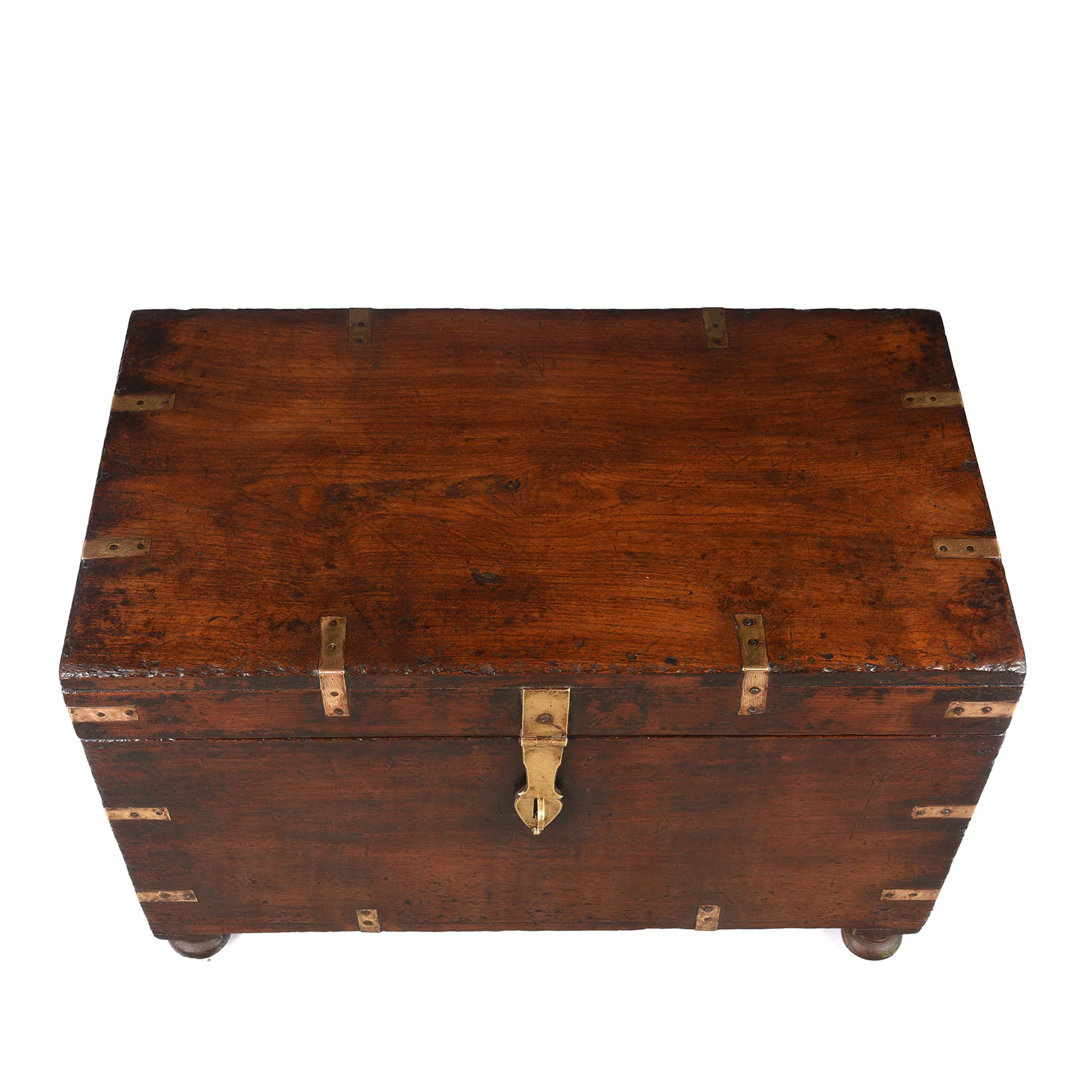 Brass Bound Teak Military Chest From Rajasthan - 19th Century - Image 3