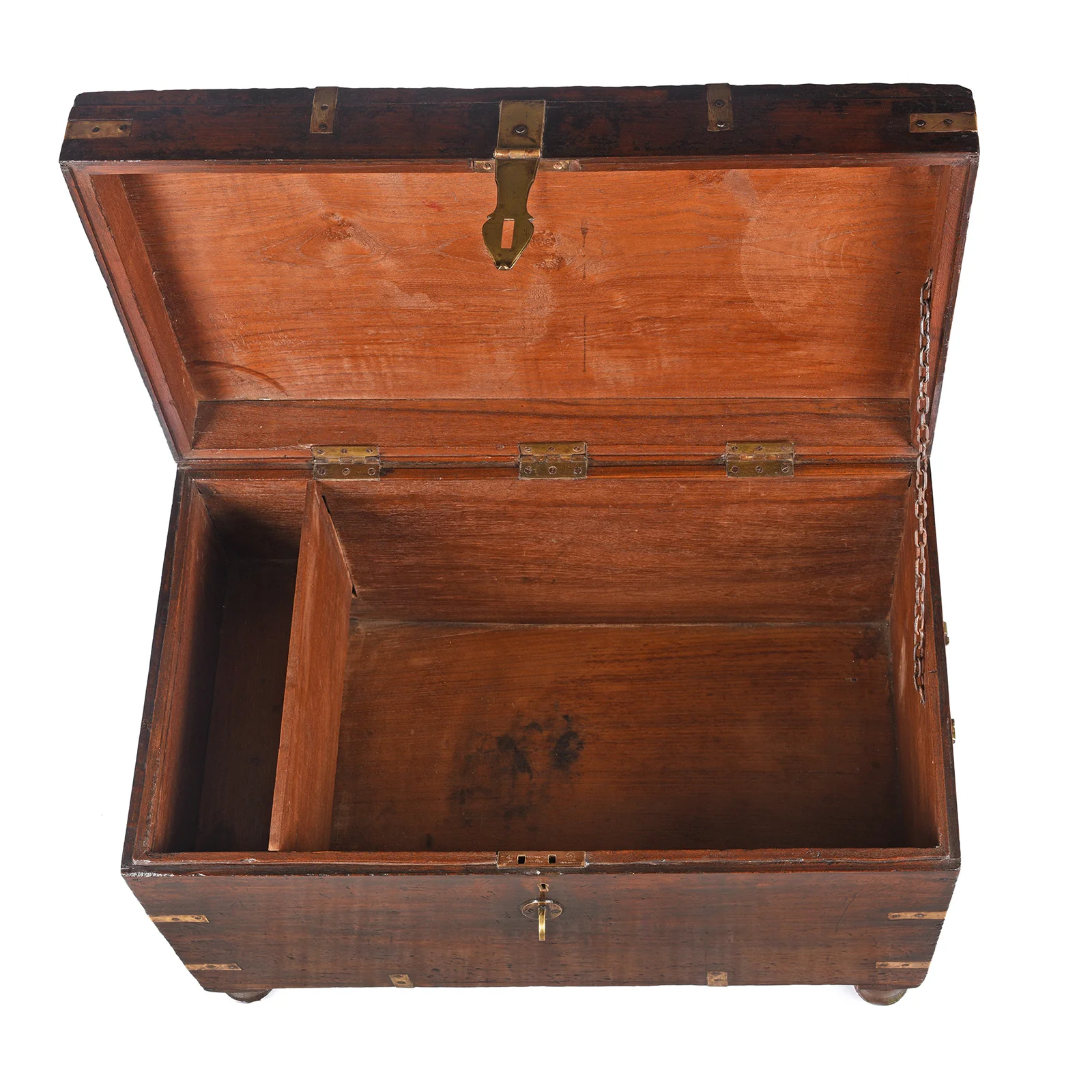 Brass Bound Teak Military Chest From Rajasthan - 19th Century - Image 4