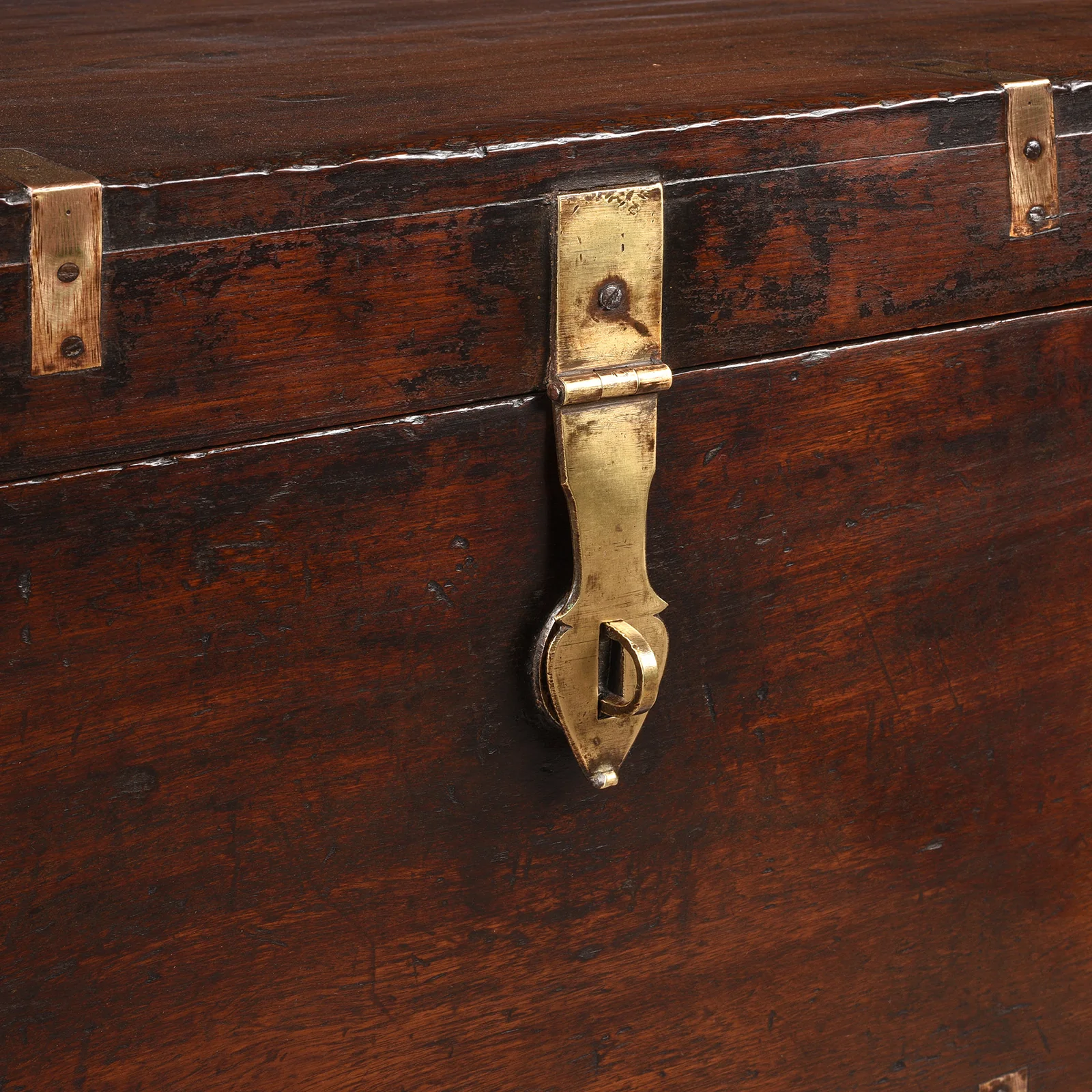 Brass Bound Teak Military Chest From Rajasthan - 19th Century - Image 6
