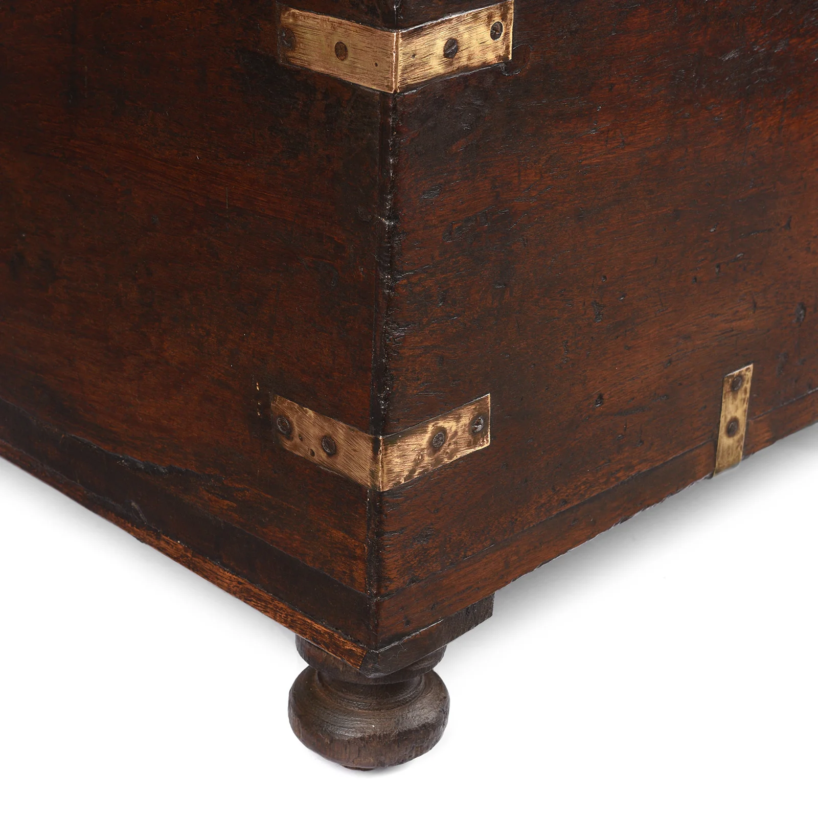 Brass Bound Teak Military Chest From Rajasthan - 19th Century - Image 8