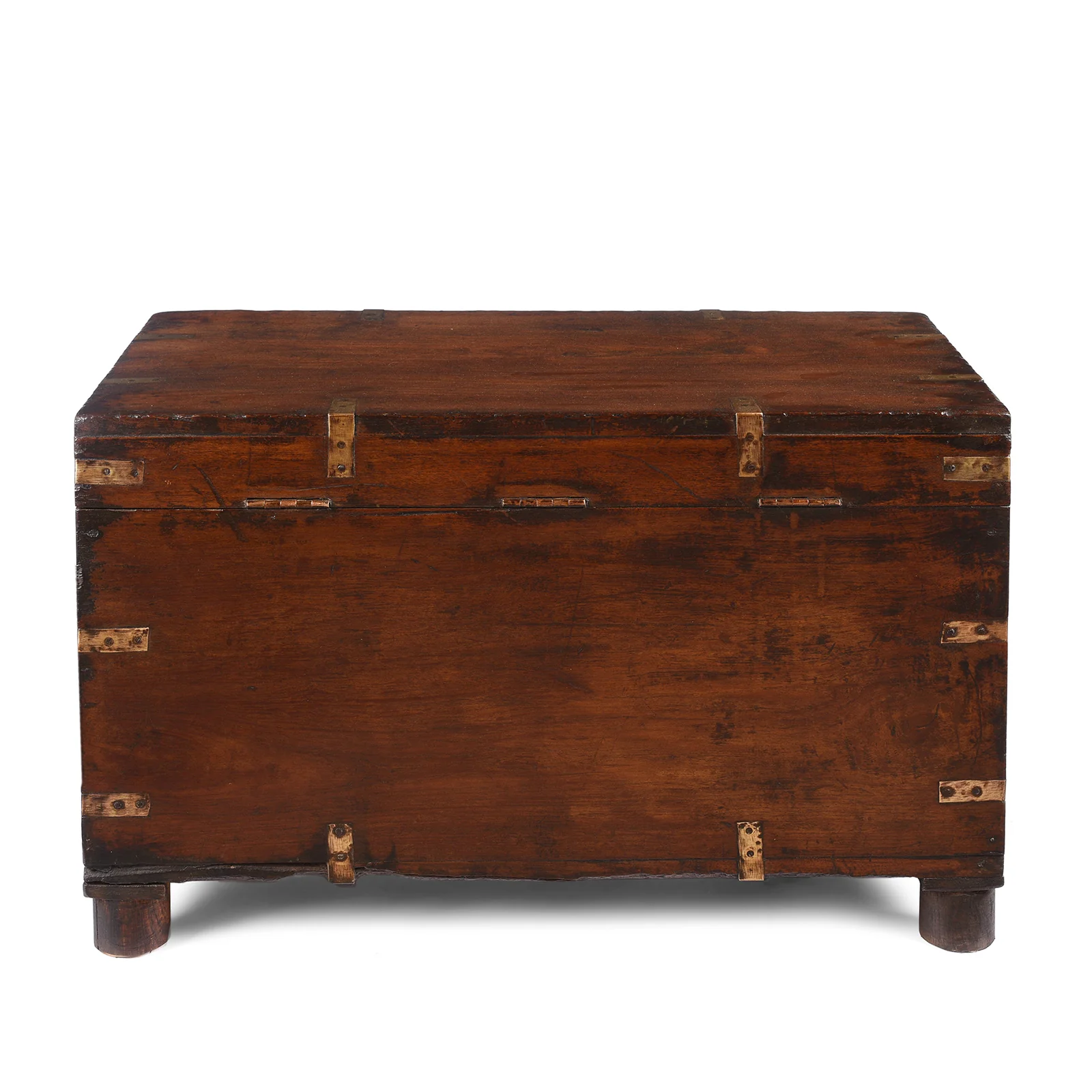 Brass Bound Teak Military Chest From Rajasthan - 19th Century - Image 9