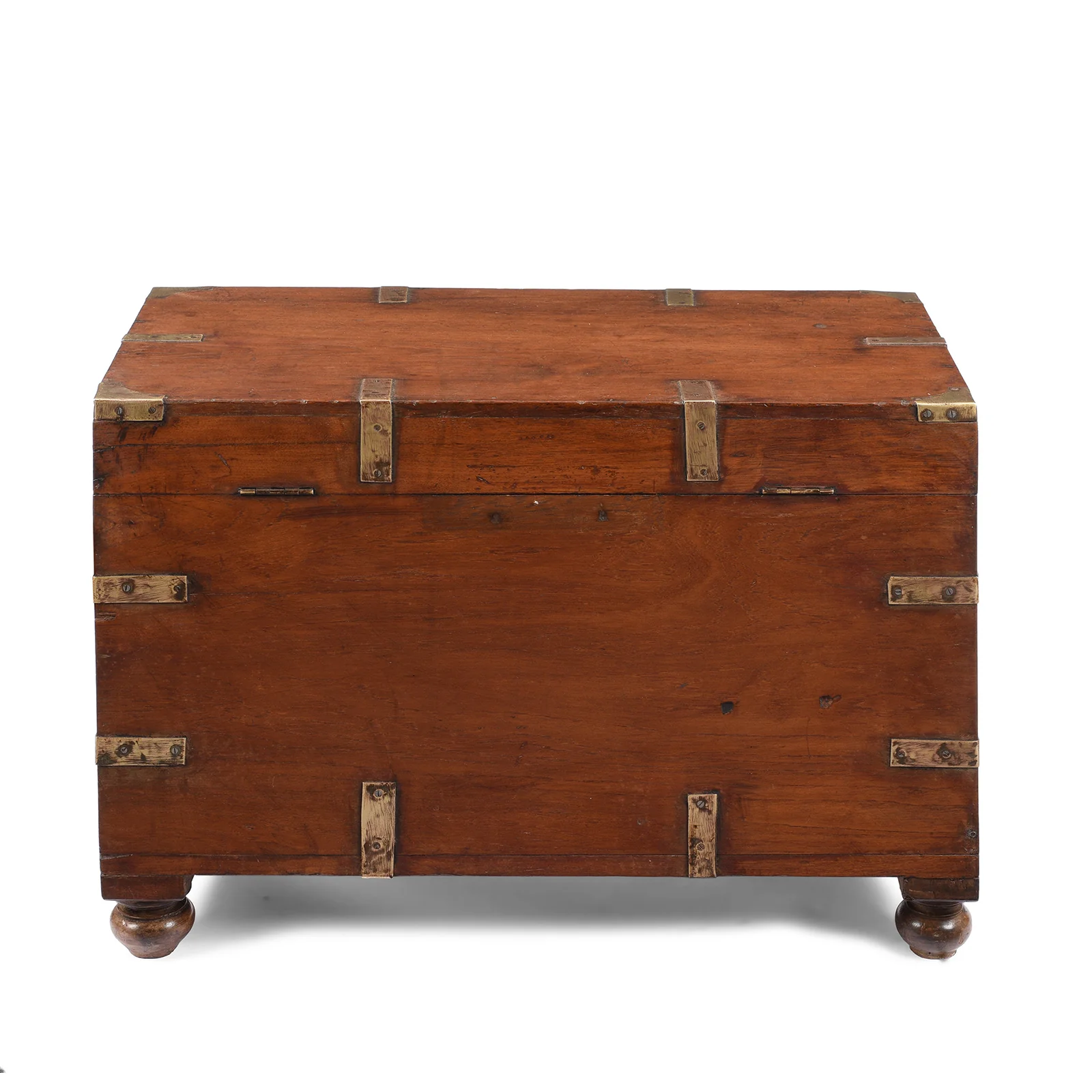 Brass Bound Teak Military Chest From Rajasthan - 19th Century - Image 11