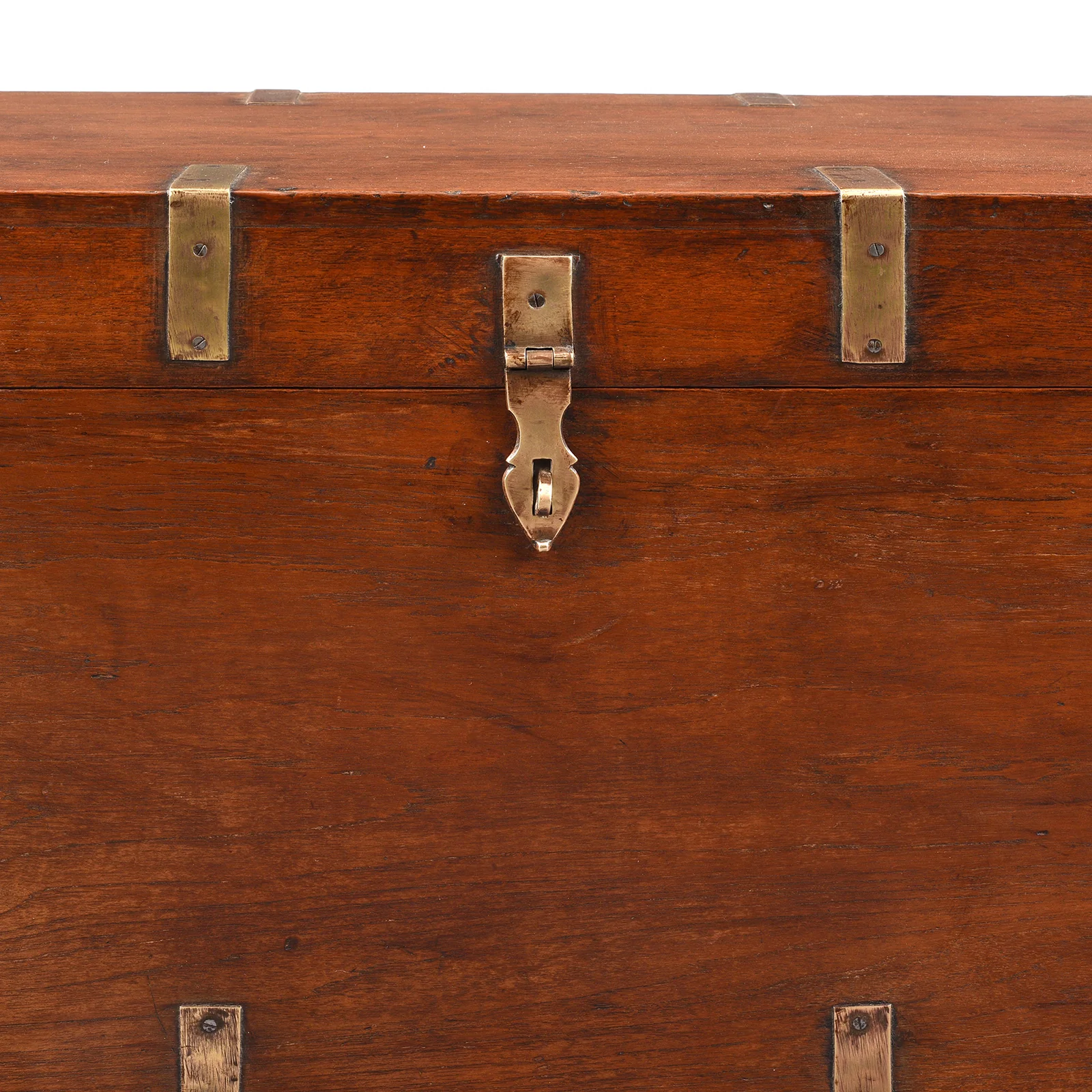 Brass Bound Teak Military Chest From Rajasthan - 19th Century - Image 2