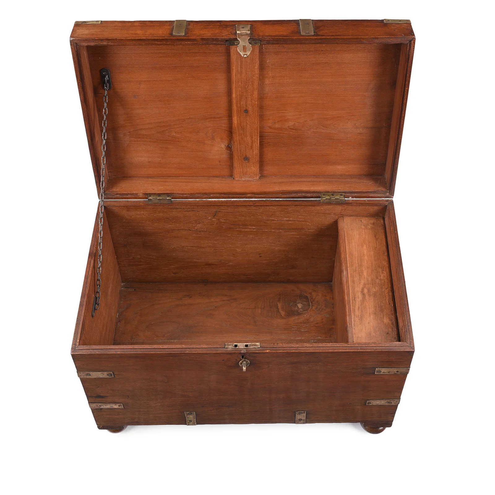 Brass Bound Teak Military Chest From Rajasthan - 19th Century - Image 4