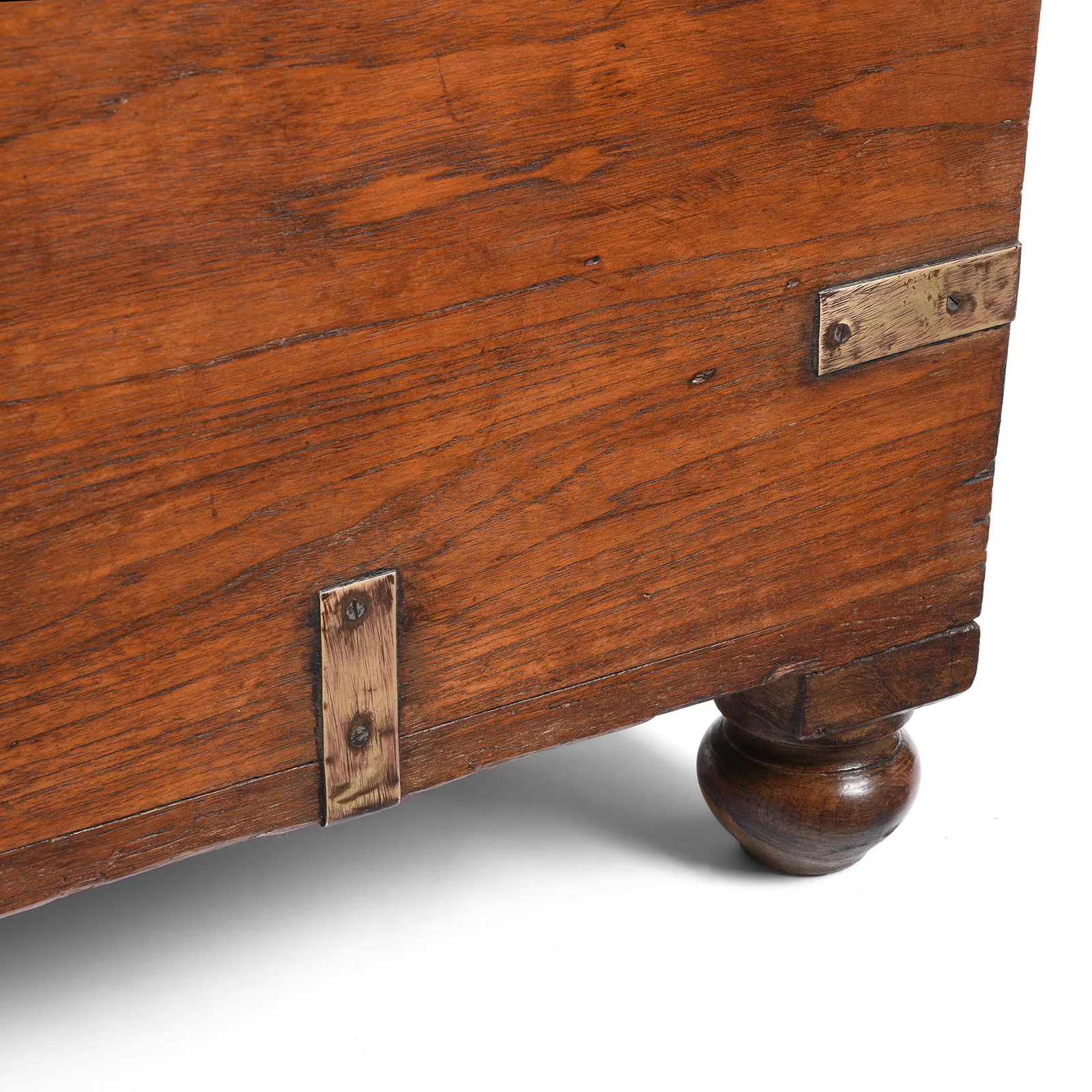 Brass Bound Teak Military Chest From Rajasthan - 19th Century - Image 8