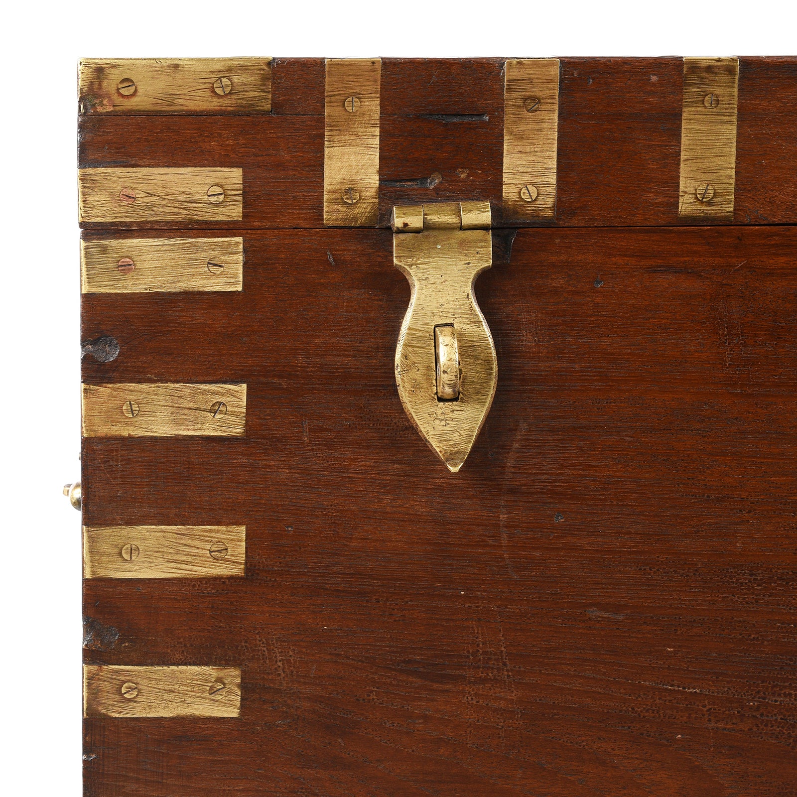 Brass Bound Teak Military Chest From Rajasthan - 19th Century - Image 2