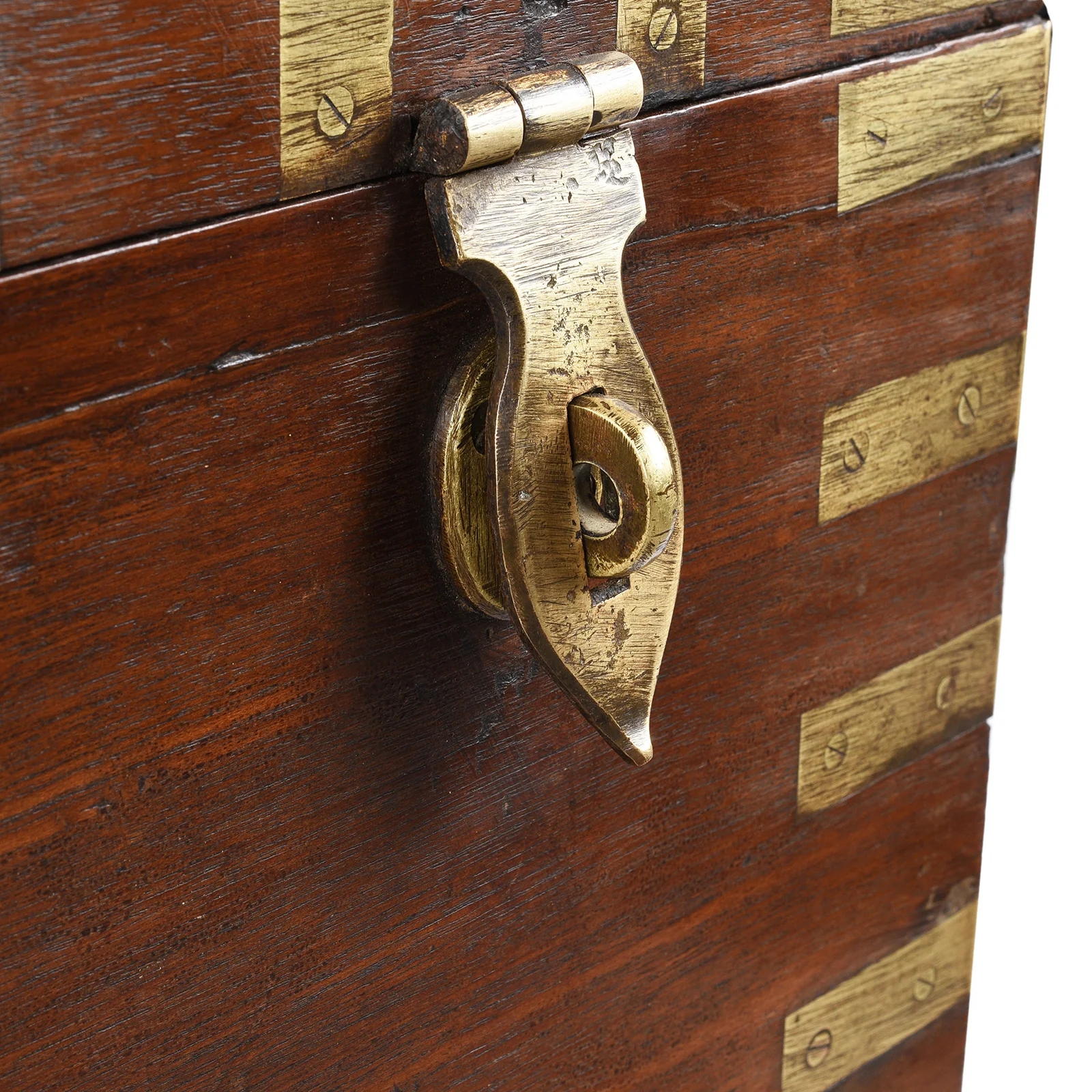Brass Bound Teak Military Chest From Rajasthan - 19th Century - Image 4