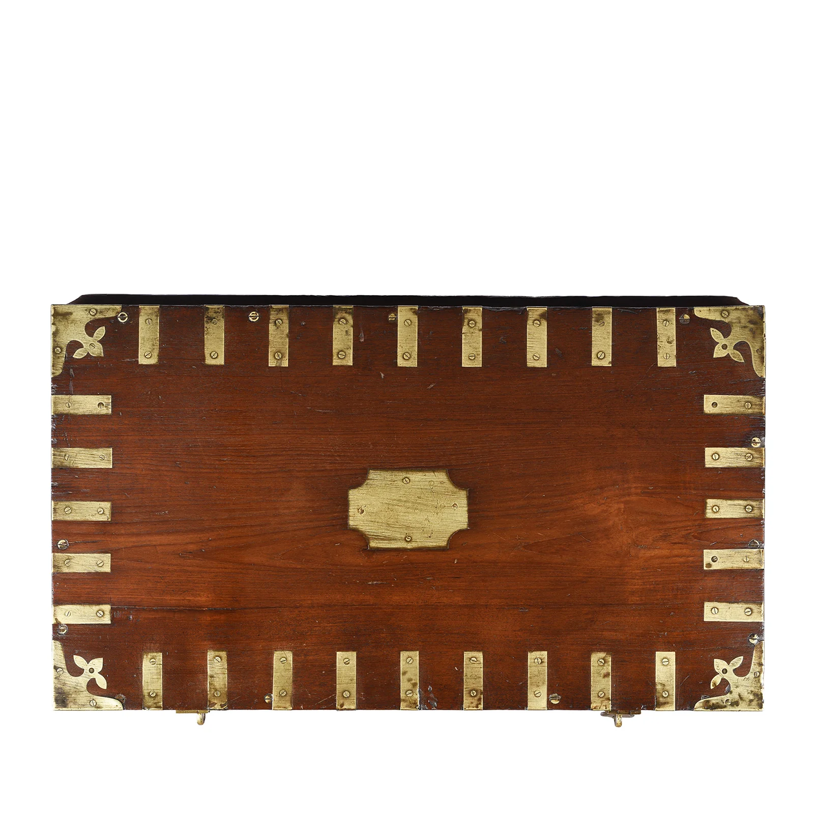 Brass Bound Teak Military Chest From Rajasthan - 19th Century - Image 5