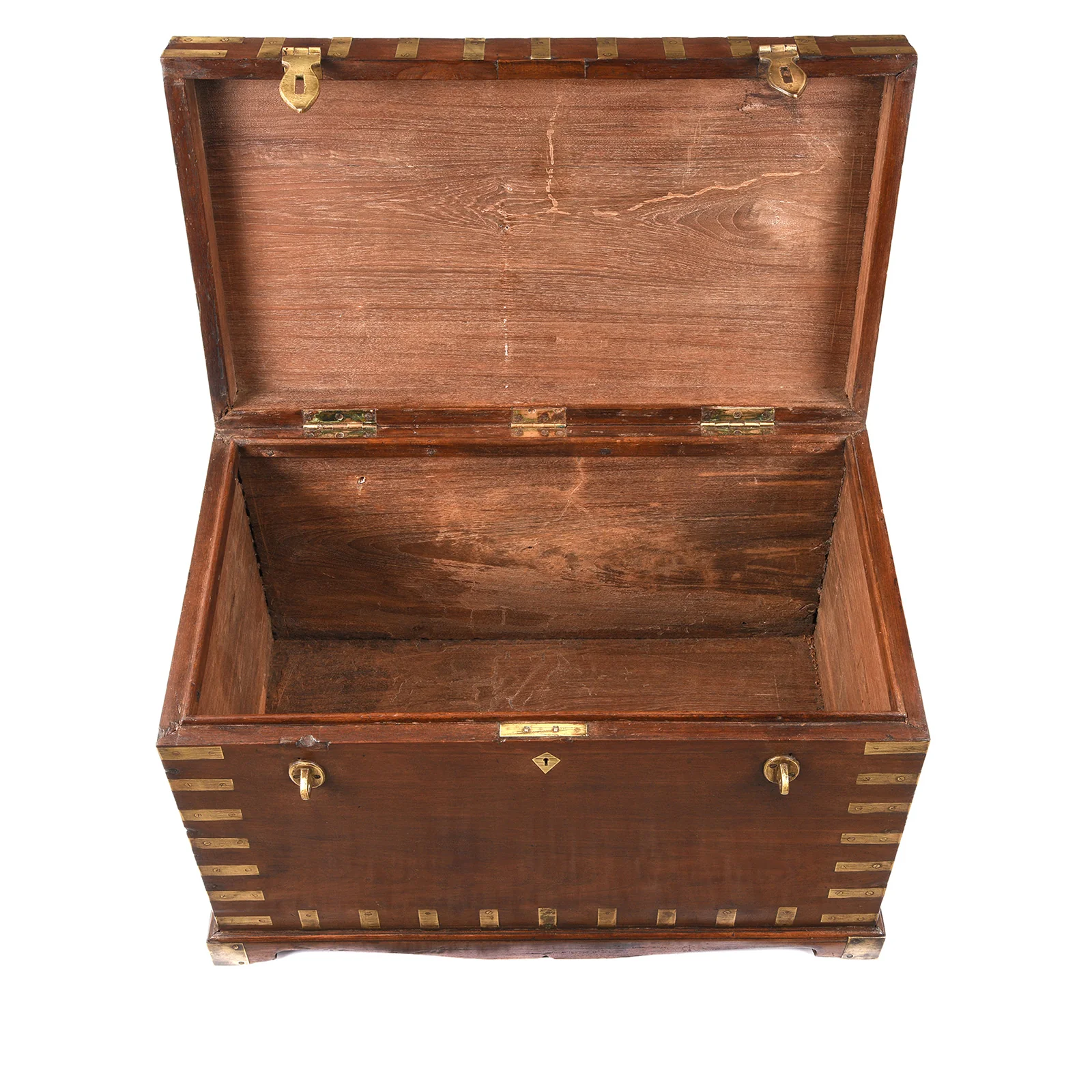 Brass Bound Teak Military Chest From Rajasthan - 19th Century - Image 6