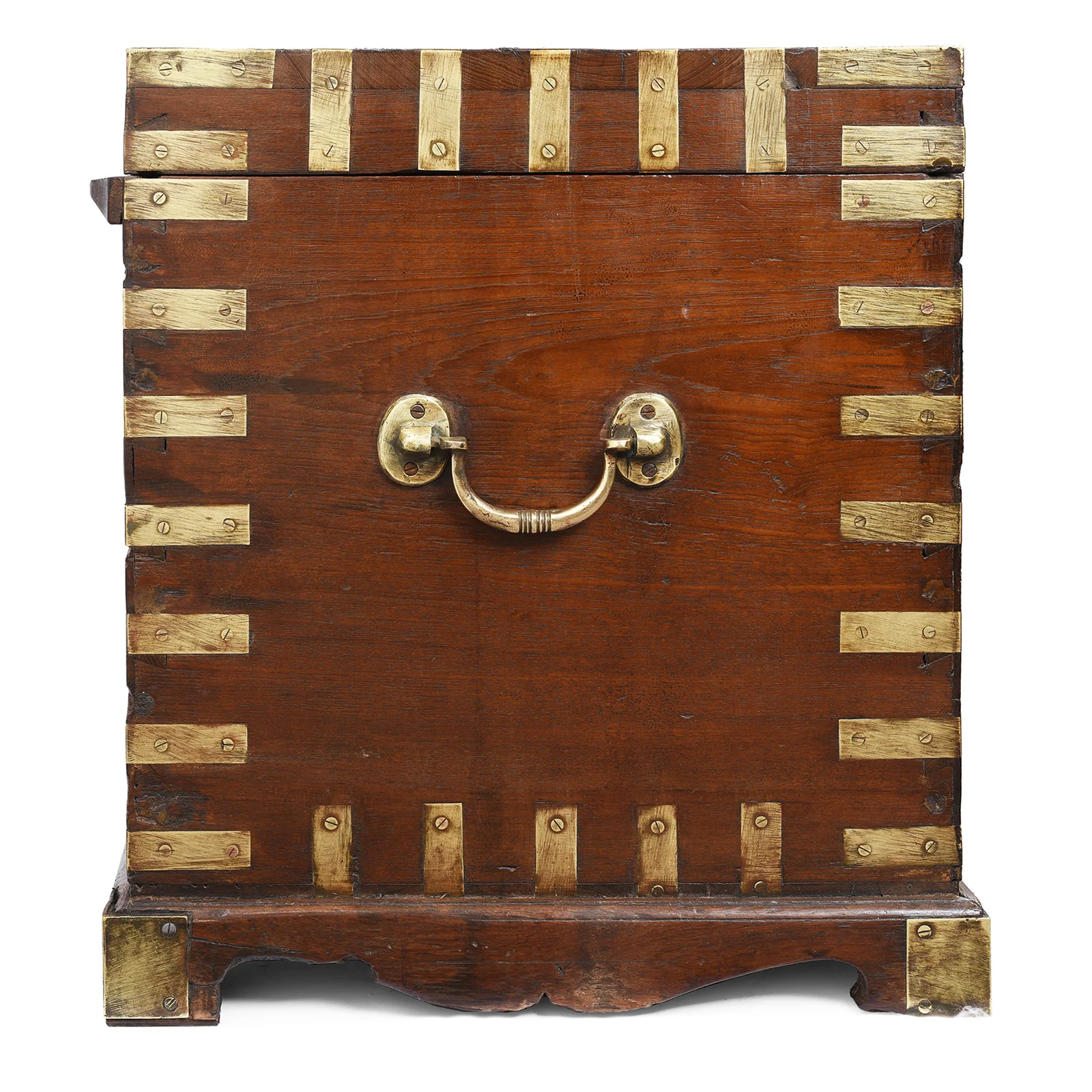 Brass Bound Teak Military Chest From Rajasthan - 19th Century - Image 7