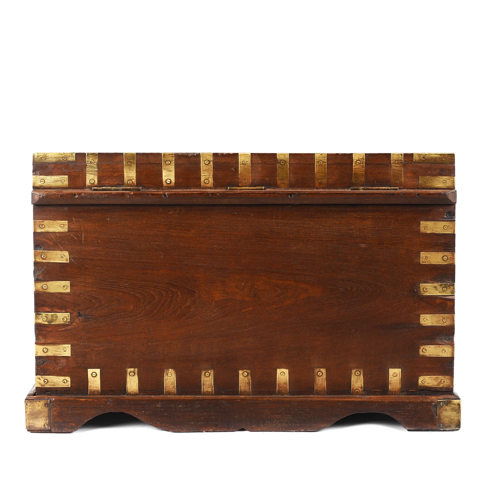Brass Bound Teak Military Chest From Rajasthan - 19th Century - Image 8