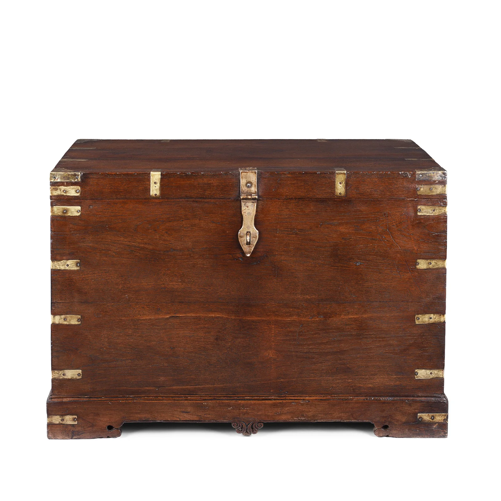 Brass Bound Teak Military Chest - 19th Century