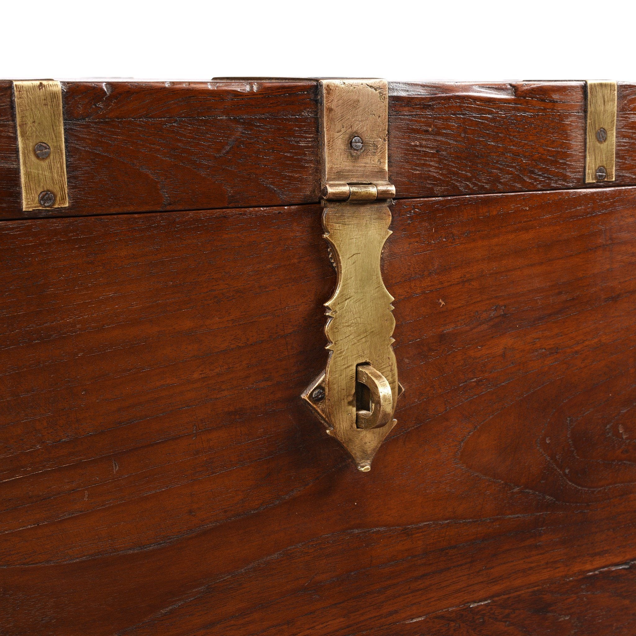 Brass Bound Teak Indian Military Chest, Rajasthan -19thC - Image 11