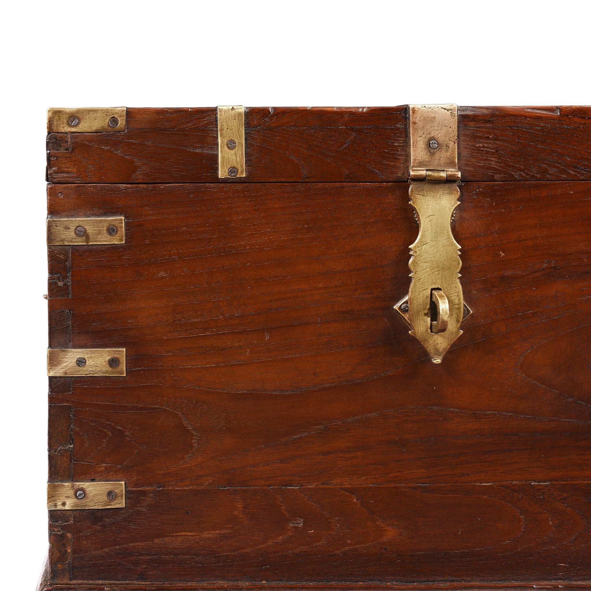 Brass Bound Teak Indian Military Chest, Rajasthan -19thC - Image 4