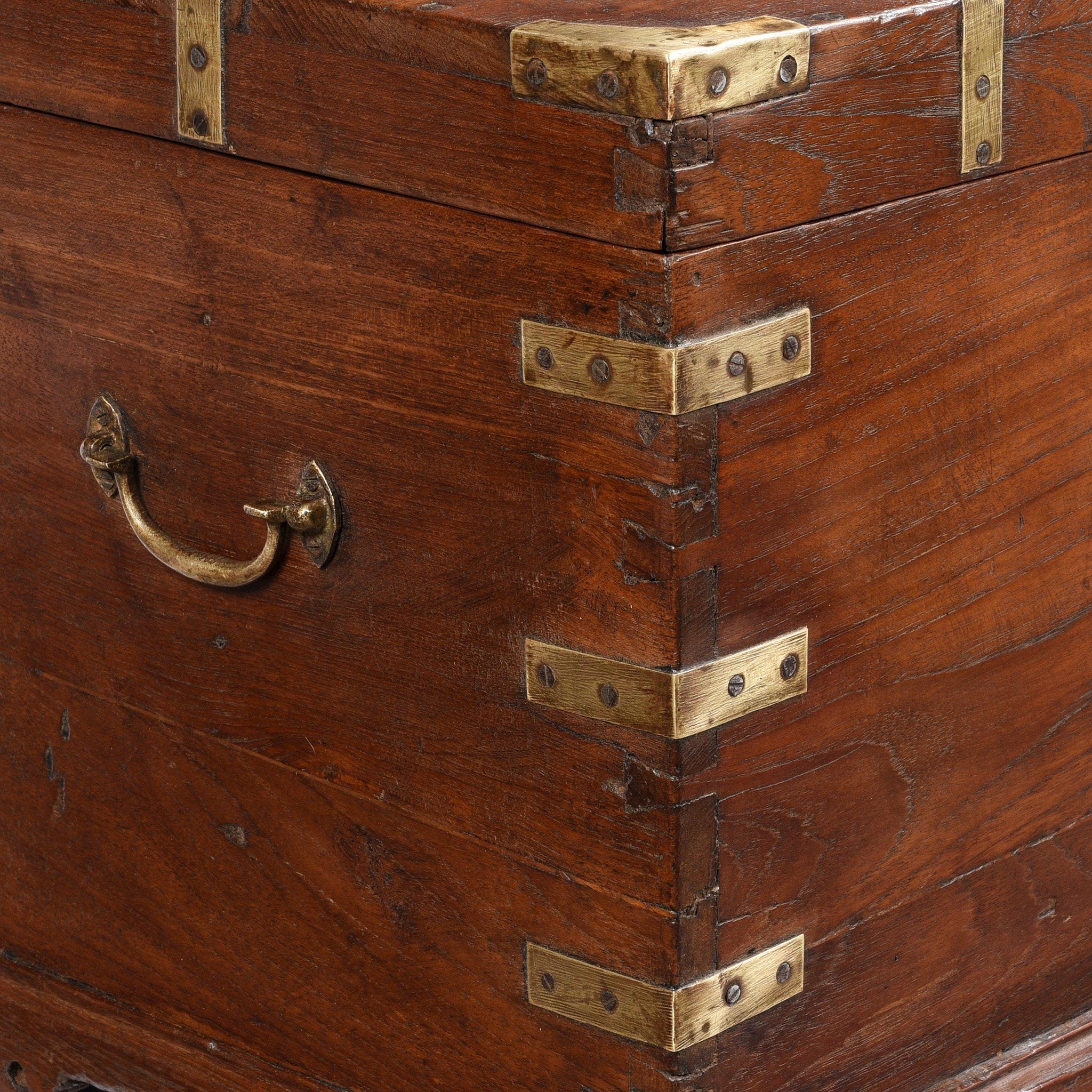 Brass Bound Teak Indian Military Chest, Rajasthan -19thC - Image 5