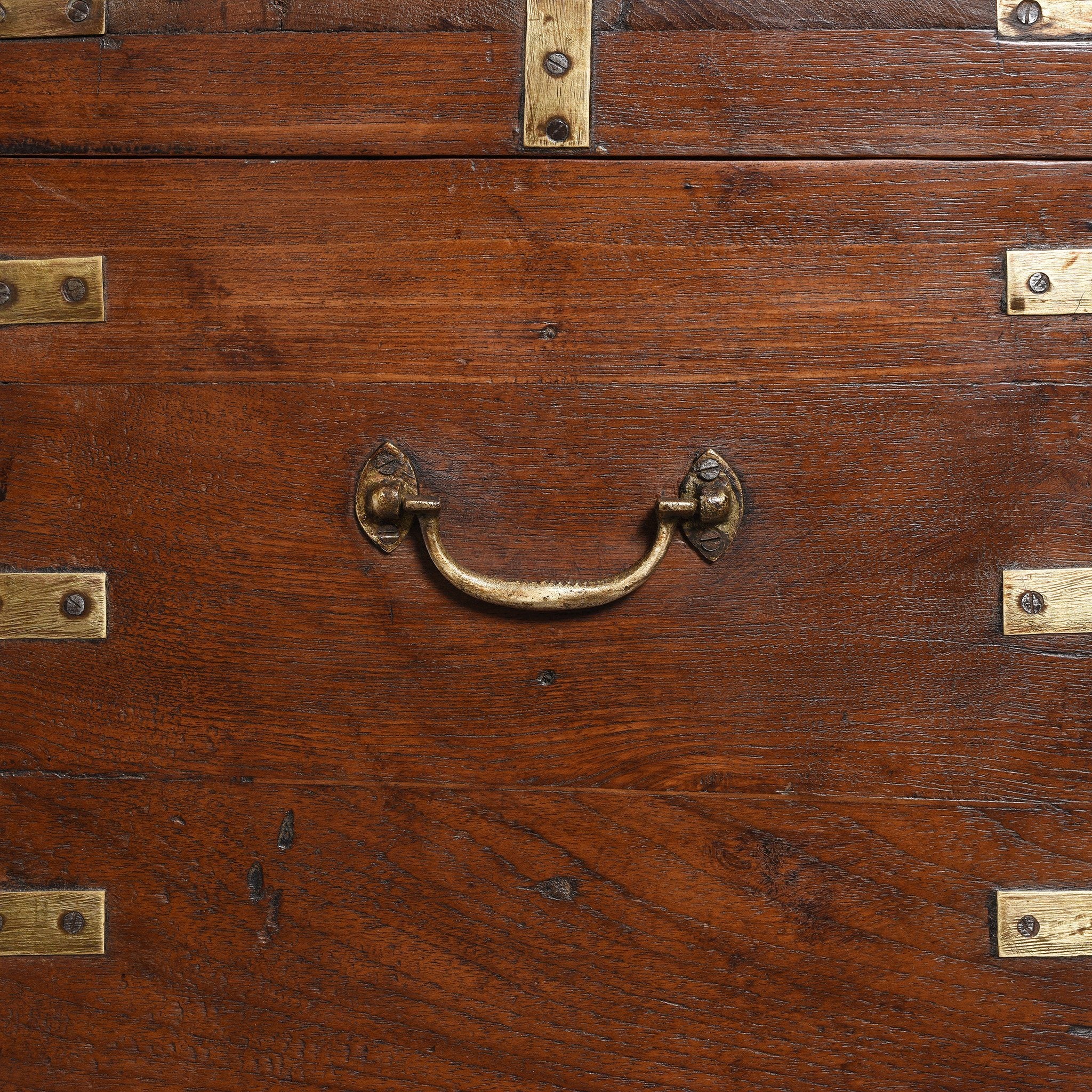 Brass Bound Teak Indian Military Chest, Rajasthan -19thC - Image 6