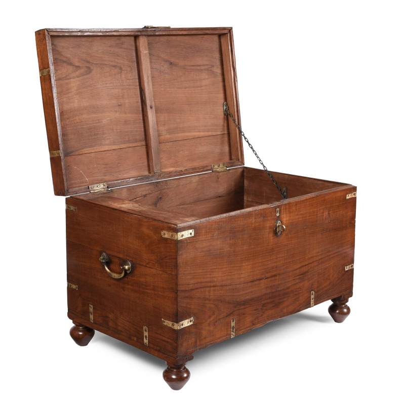 Brass Bound Teak Indian Military Chest From South India -19thC - Image 2