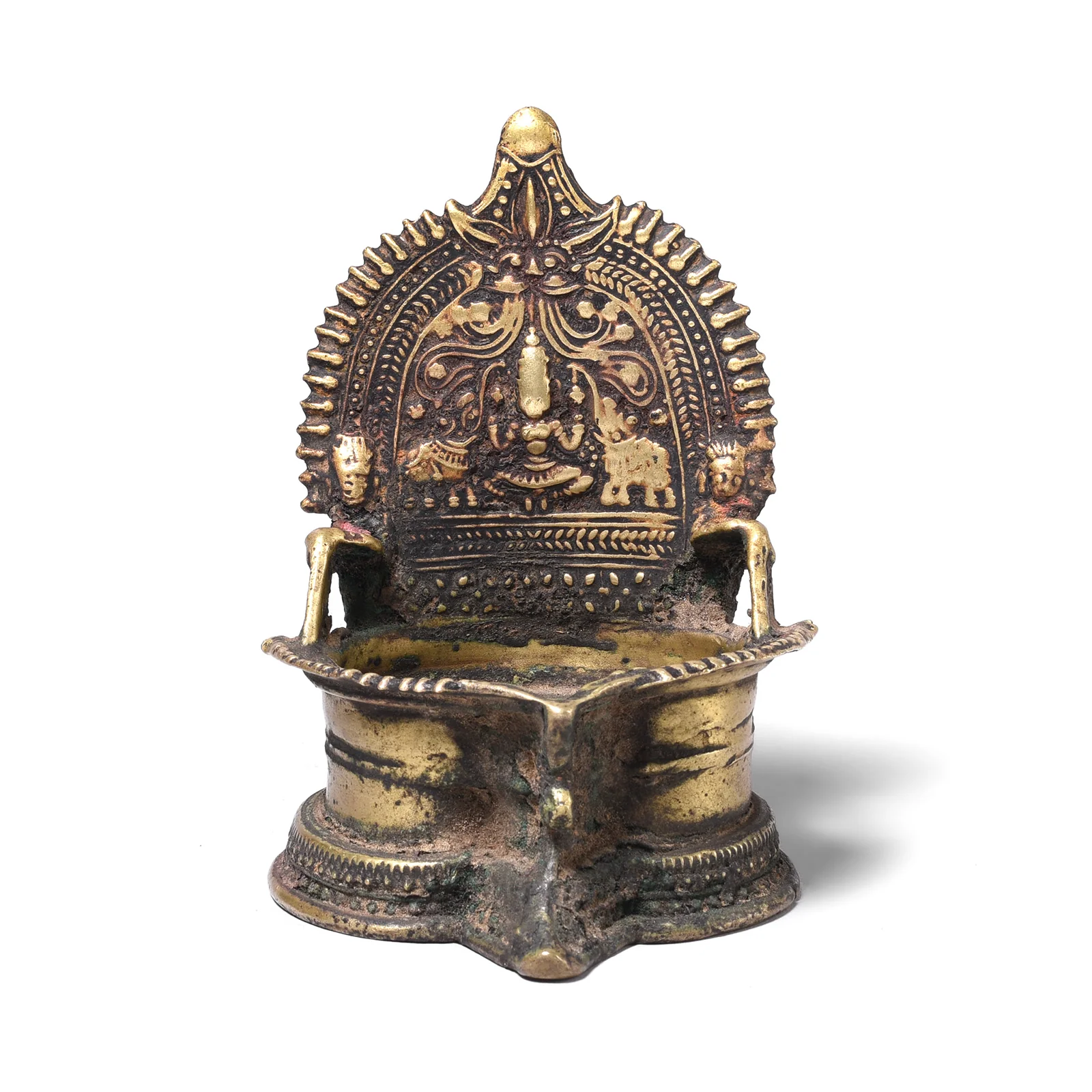 Brass Deepa Lakshmi Votive Lamp From Tamil Nadu - 19th Century