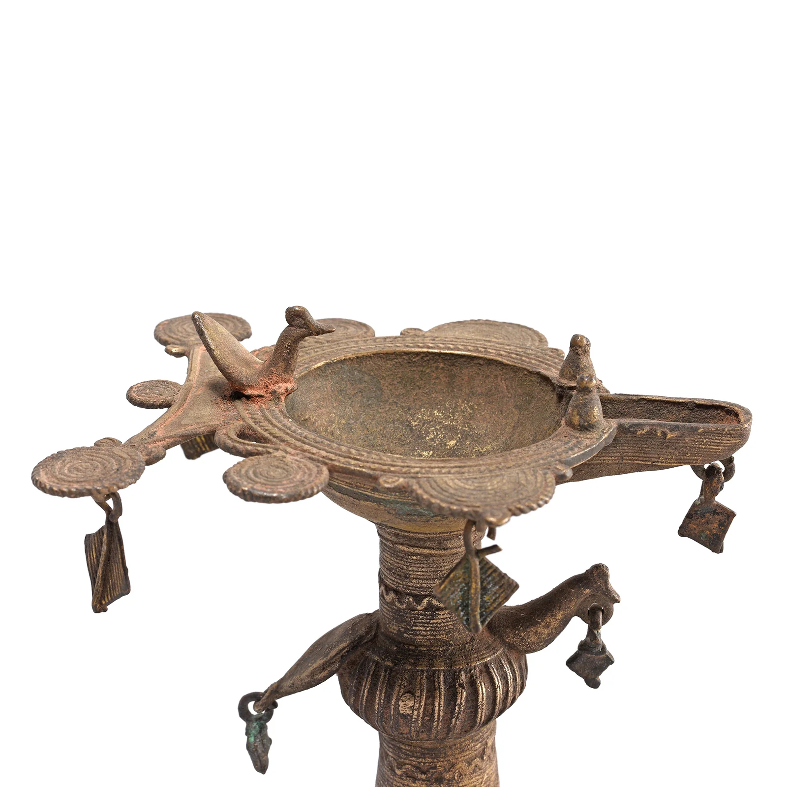 Brass Dhokra Work Bastar Oil Lamp From Chhattisgarh - Ca 1910 - Image 3