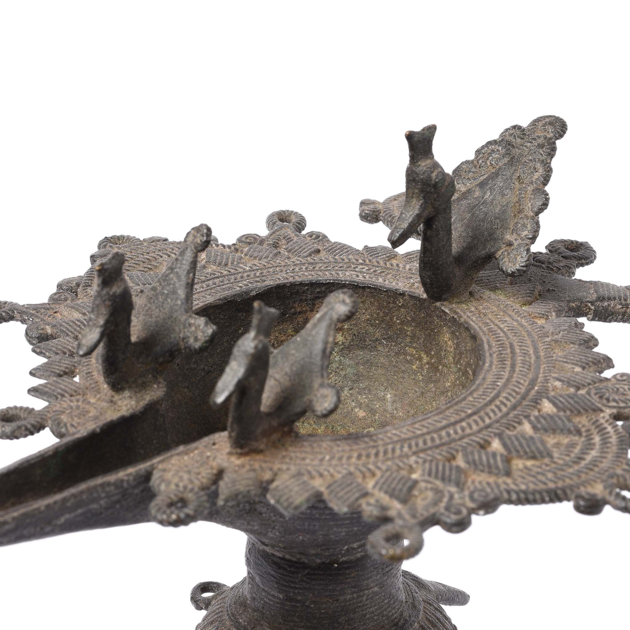Brass Dhokra Work Oil Lamp From Chhattisgarh- 19thC - Image 3