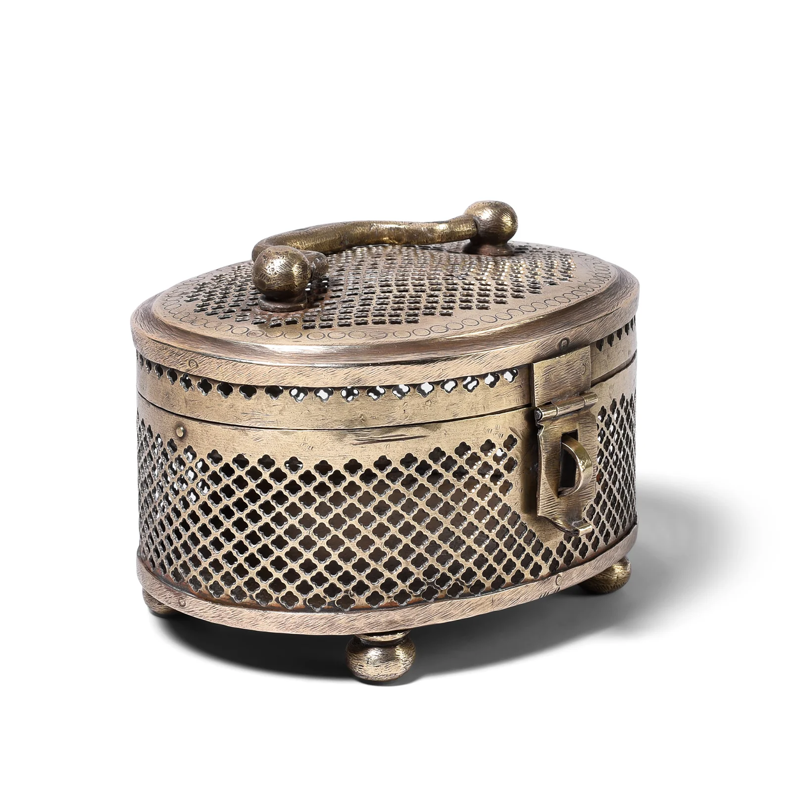 Brass Jali Work Paan Box From Rajasthan - Early 20th Century - Image 2