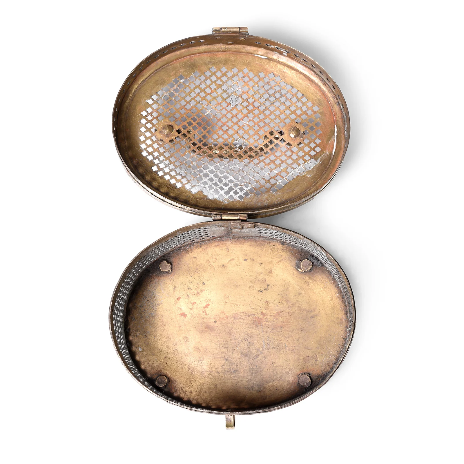 Brass Jali Work Paan Box From Rajasthan - Early 20th Century - Image 3
