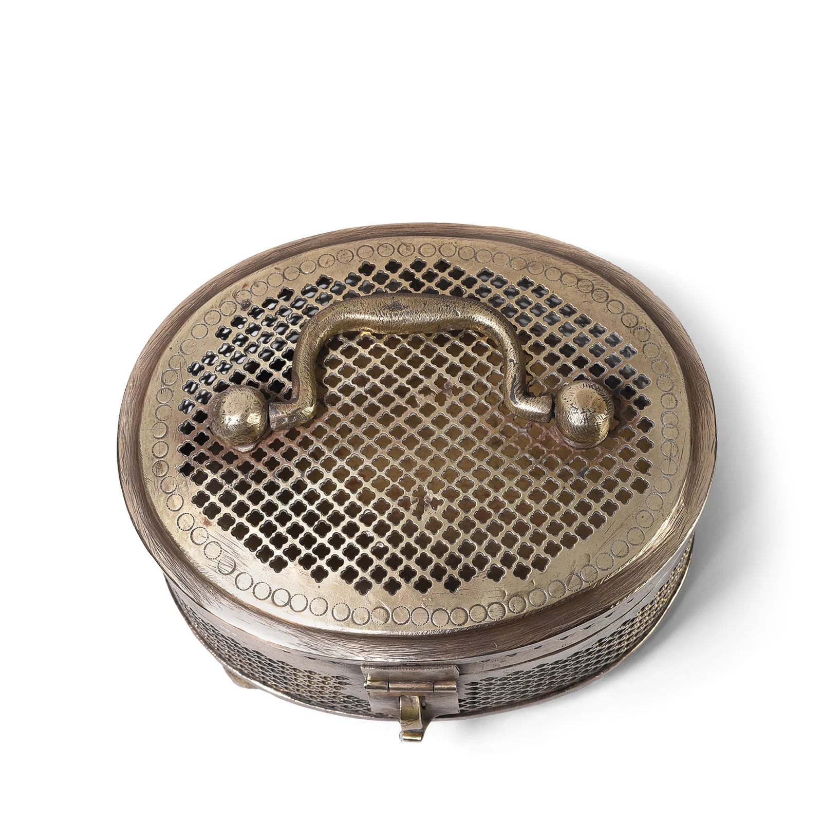 Brass Jali Work Paan Box From Rajasthan - Early 20th Century - Image 4