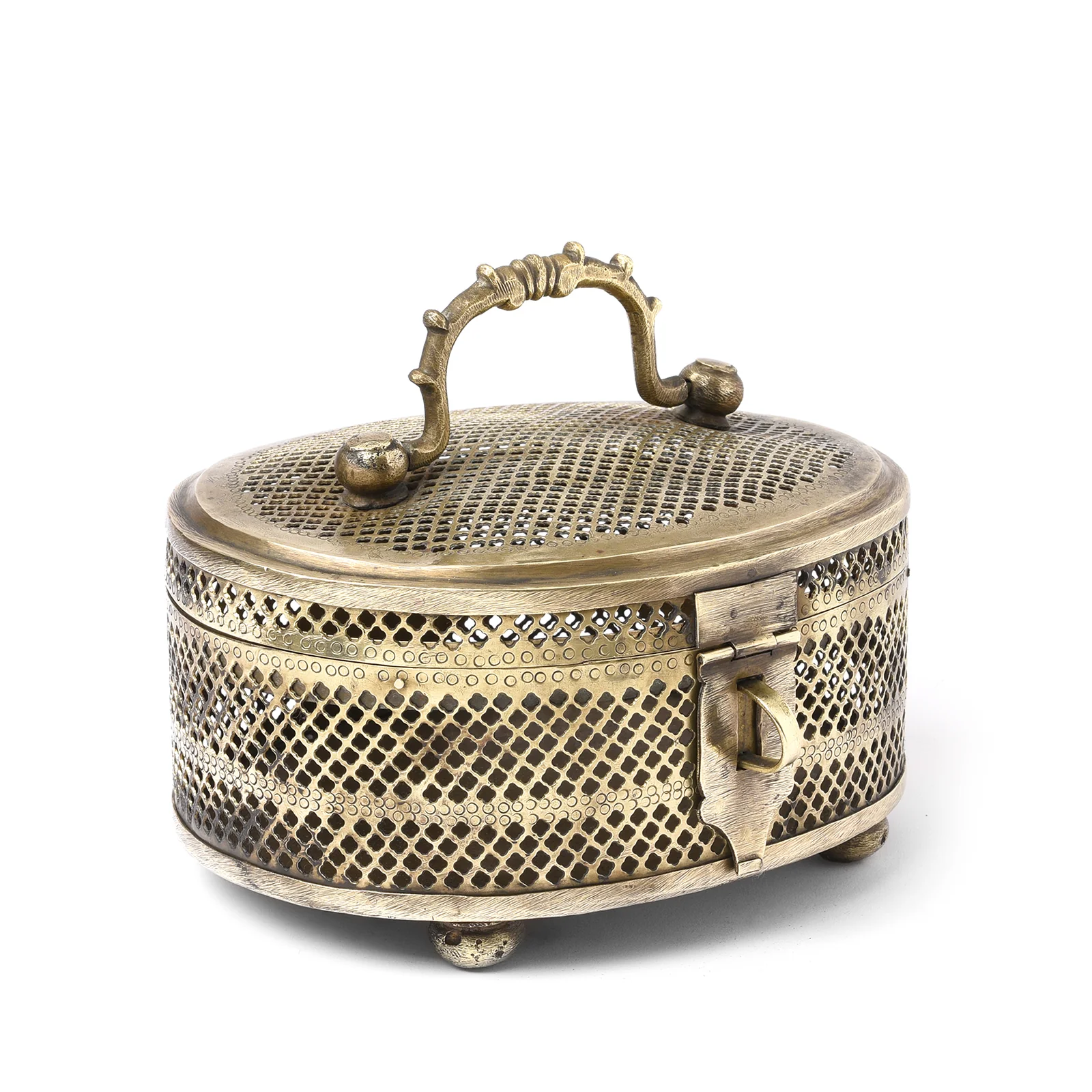 Large Brass Jali Paan Box From India - Early 20thC - Image 2