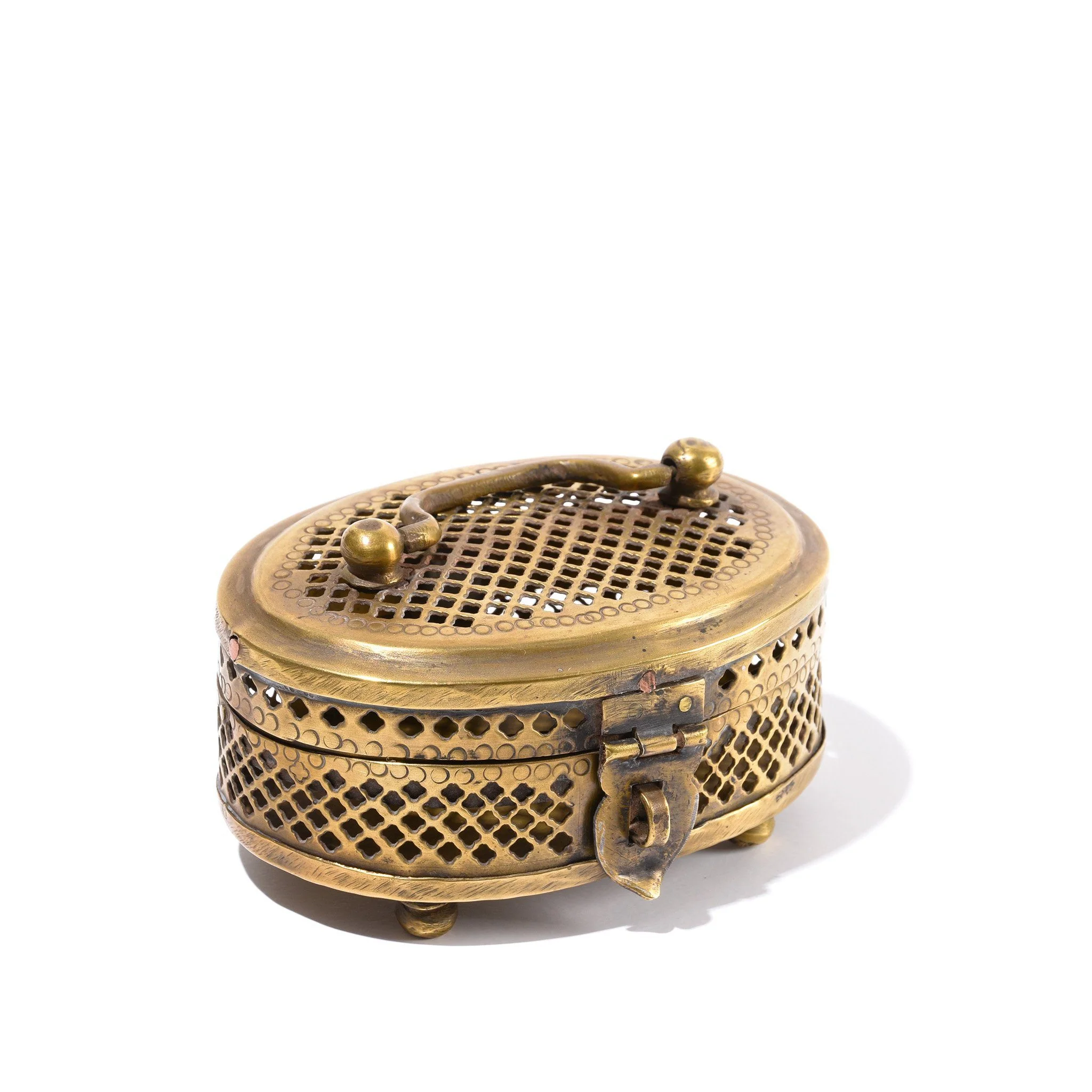 Brass Jali Work Paan Box From Rajasthan - Early 20thC - Image 2