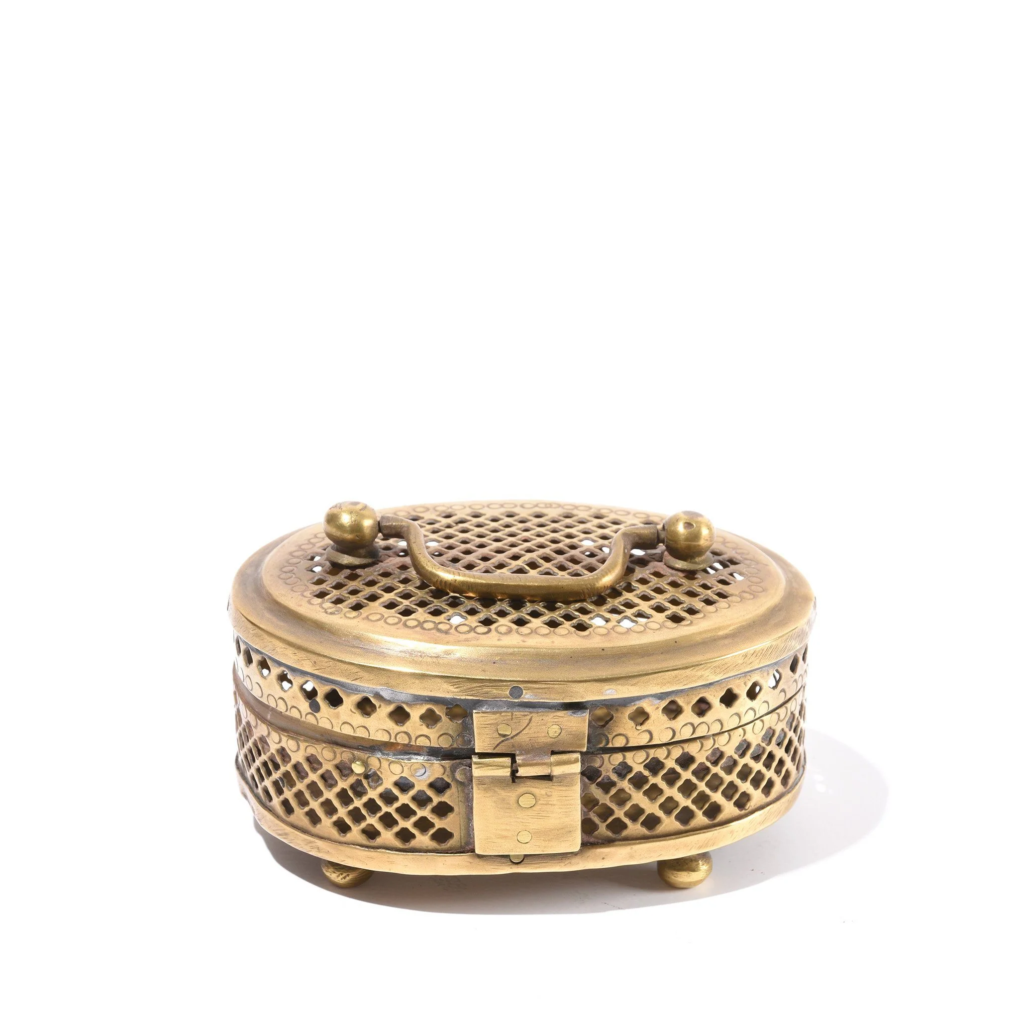 Brass Jali Work Paan Box From Rajasthan - Early 20thC - Image 4