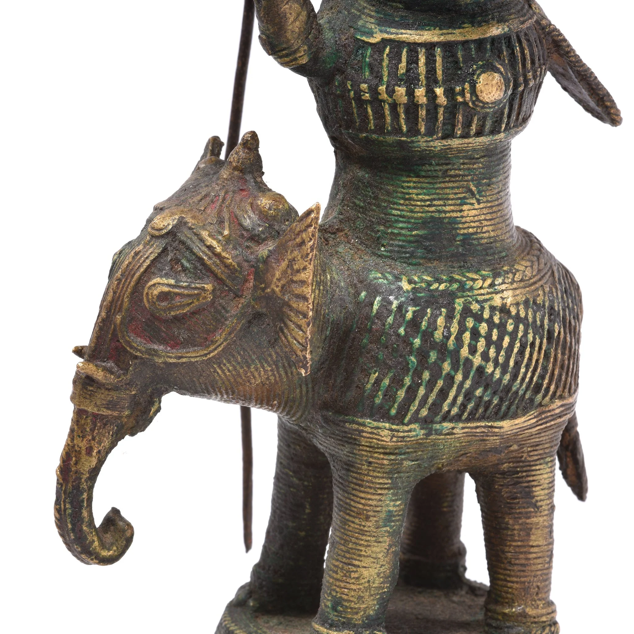 Brass Dhokra Work Elephant Oil Lamp From Chhattisgarh - Ca 1910 - Image 6